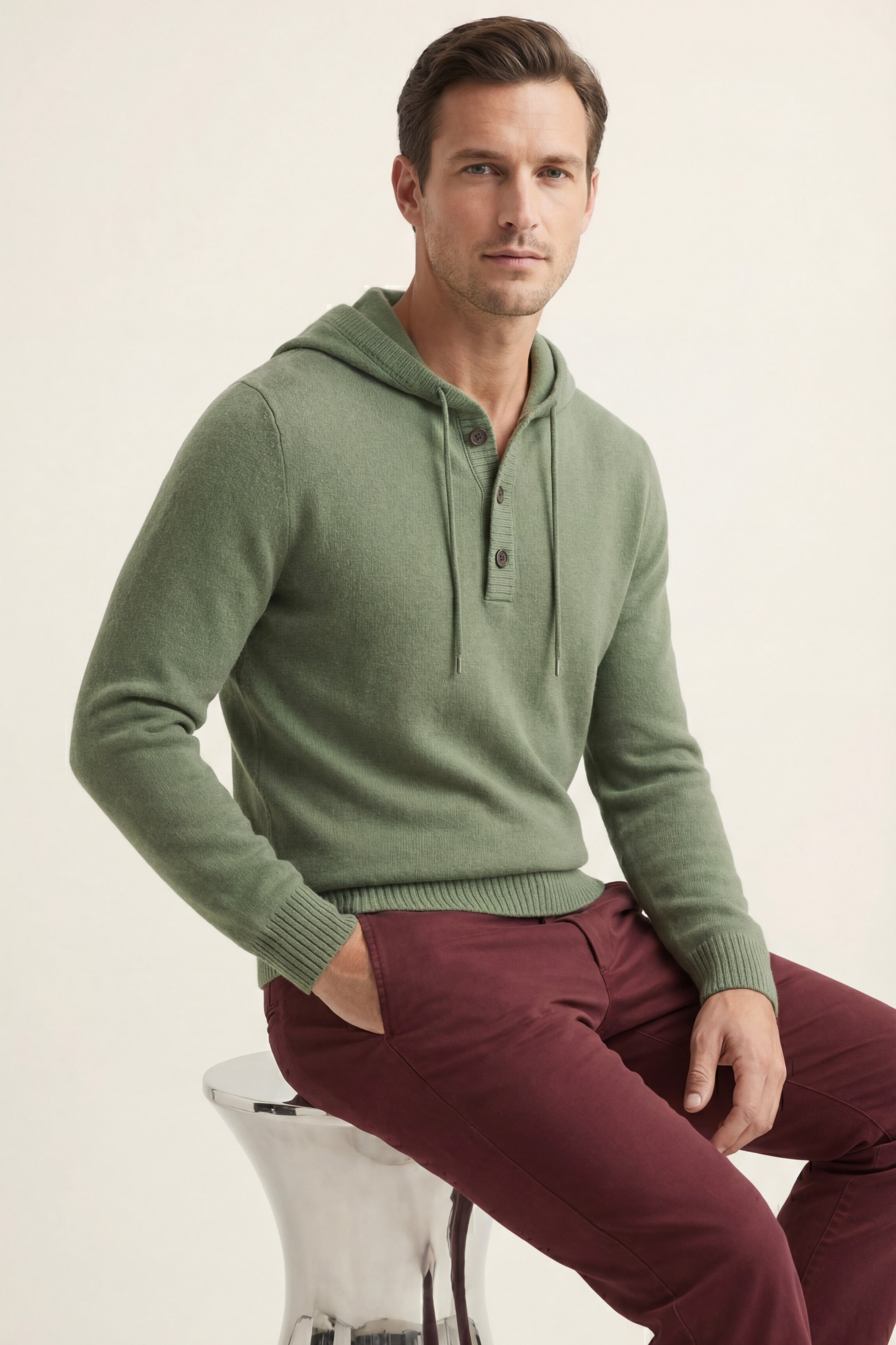Taviano Hooded Knit Sage Green