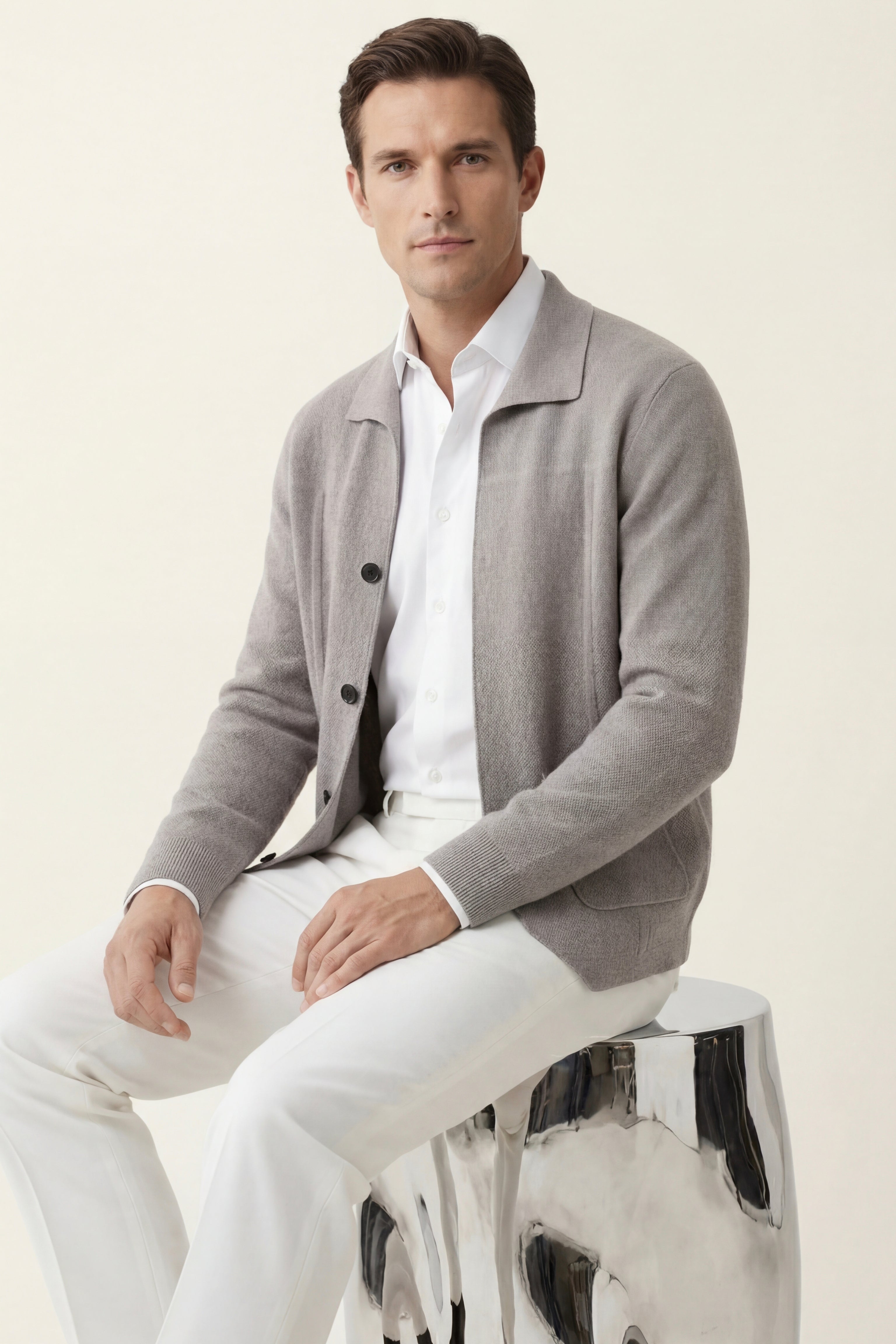 Valero Cashmere Cardigan Grey
