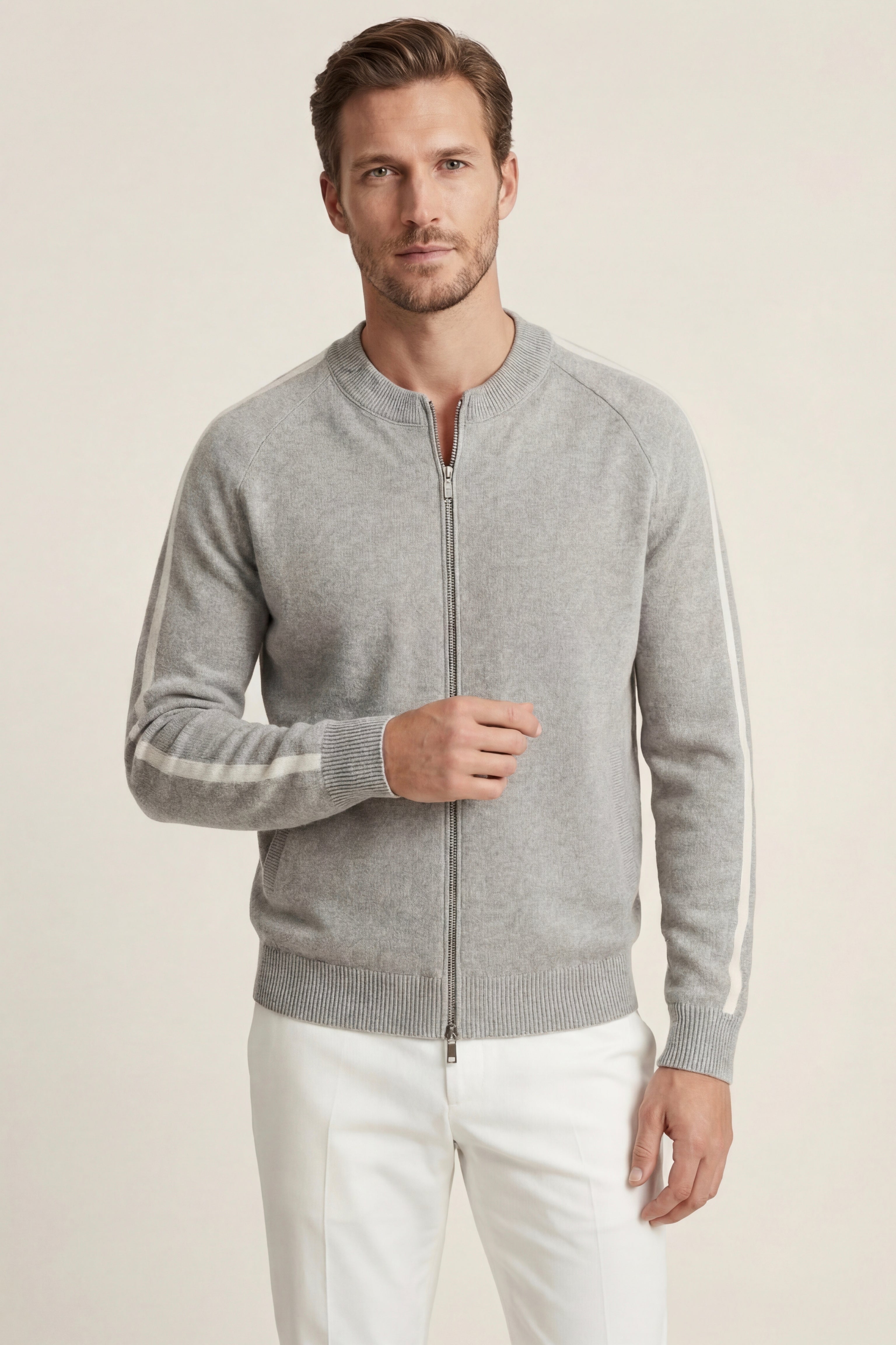 Lorenti Cashmere Zip Knit Grey
