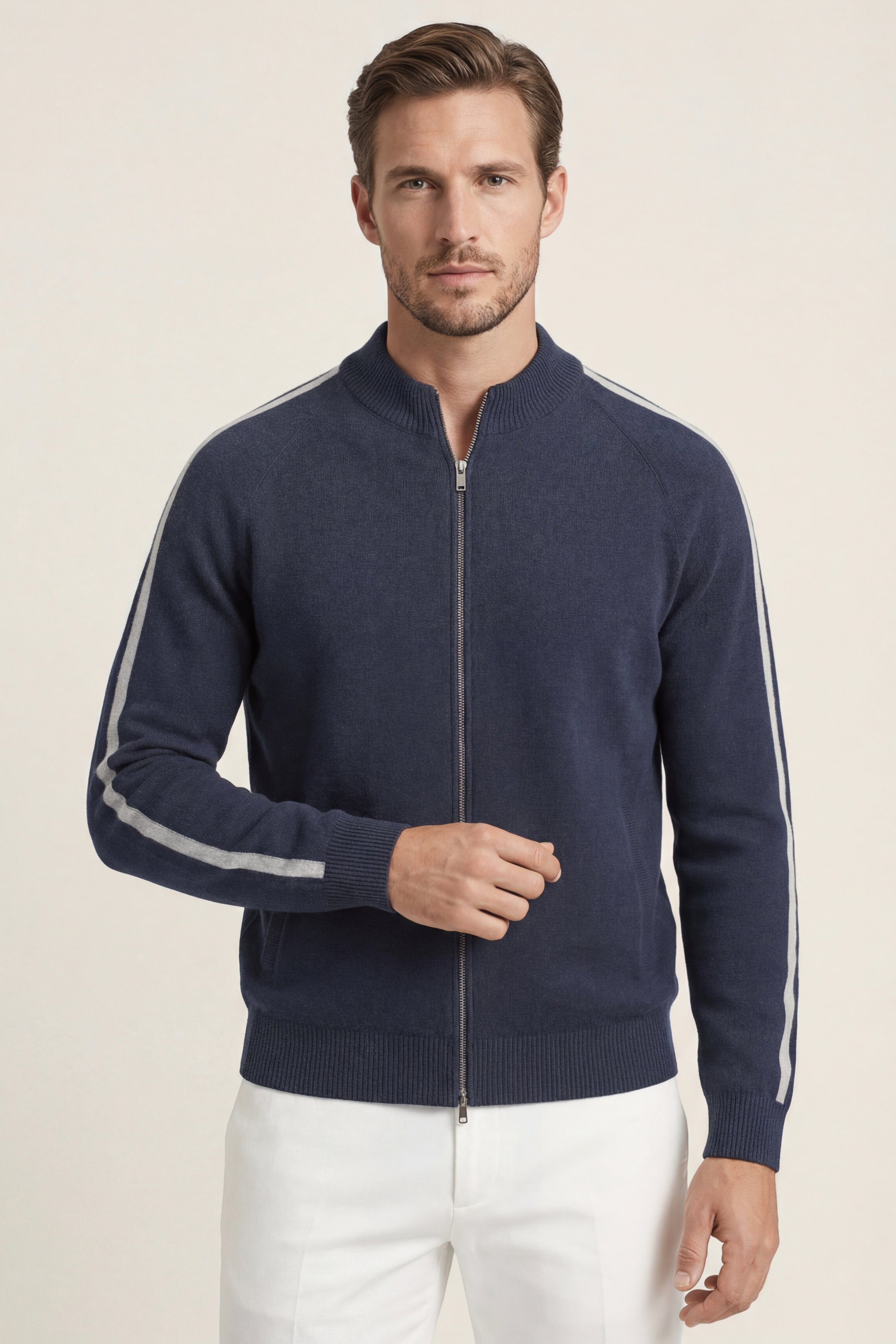 Lorenti Cashmere Zip Knit Navy