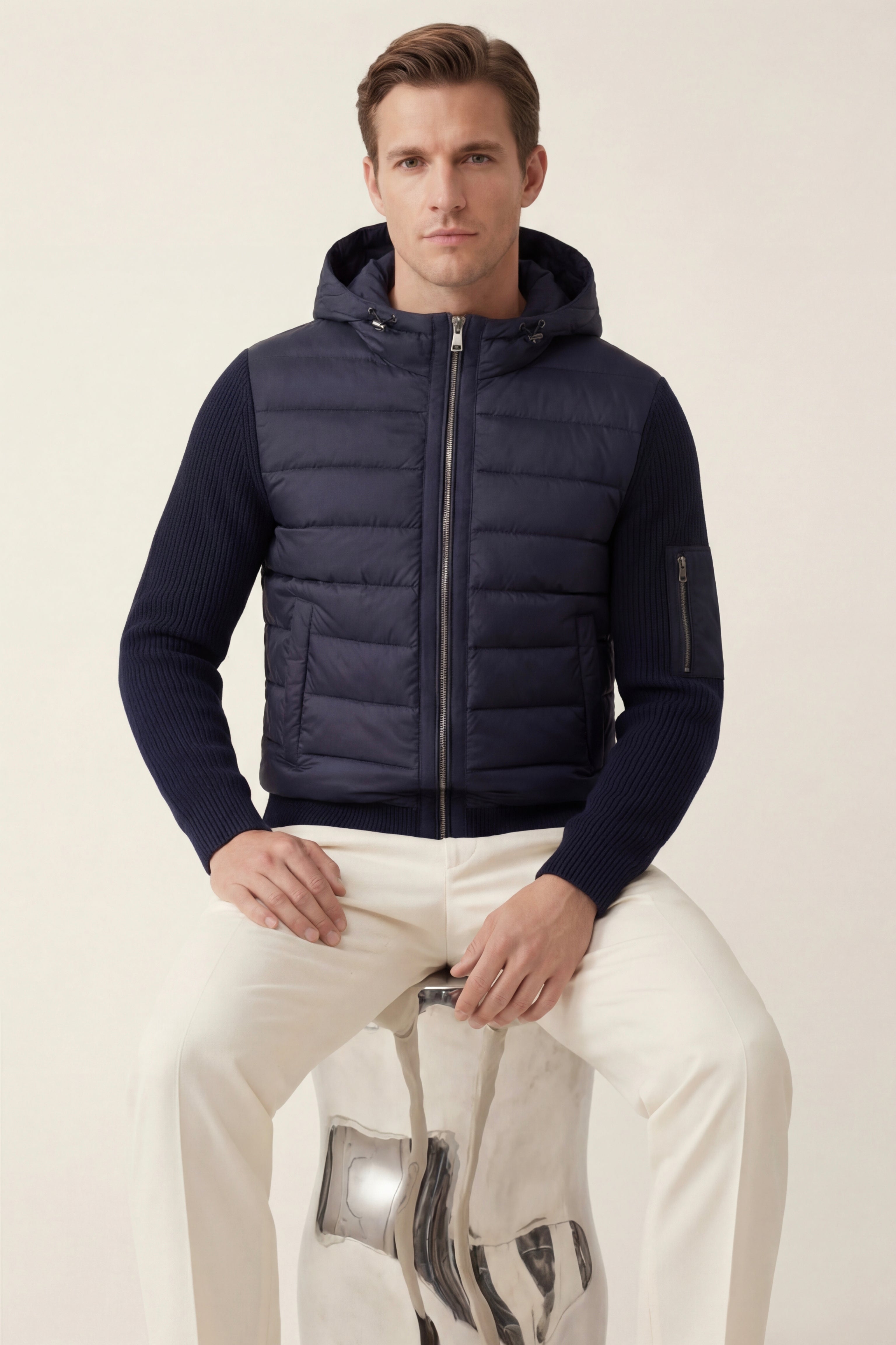 Valmero Hybrid Zip Jacket Navy
