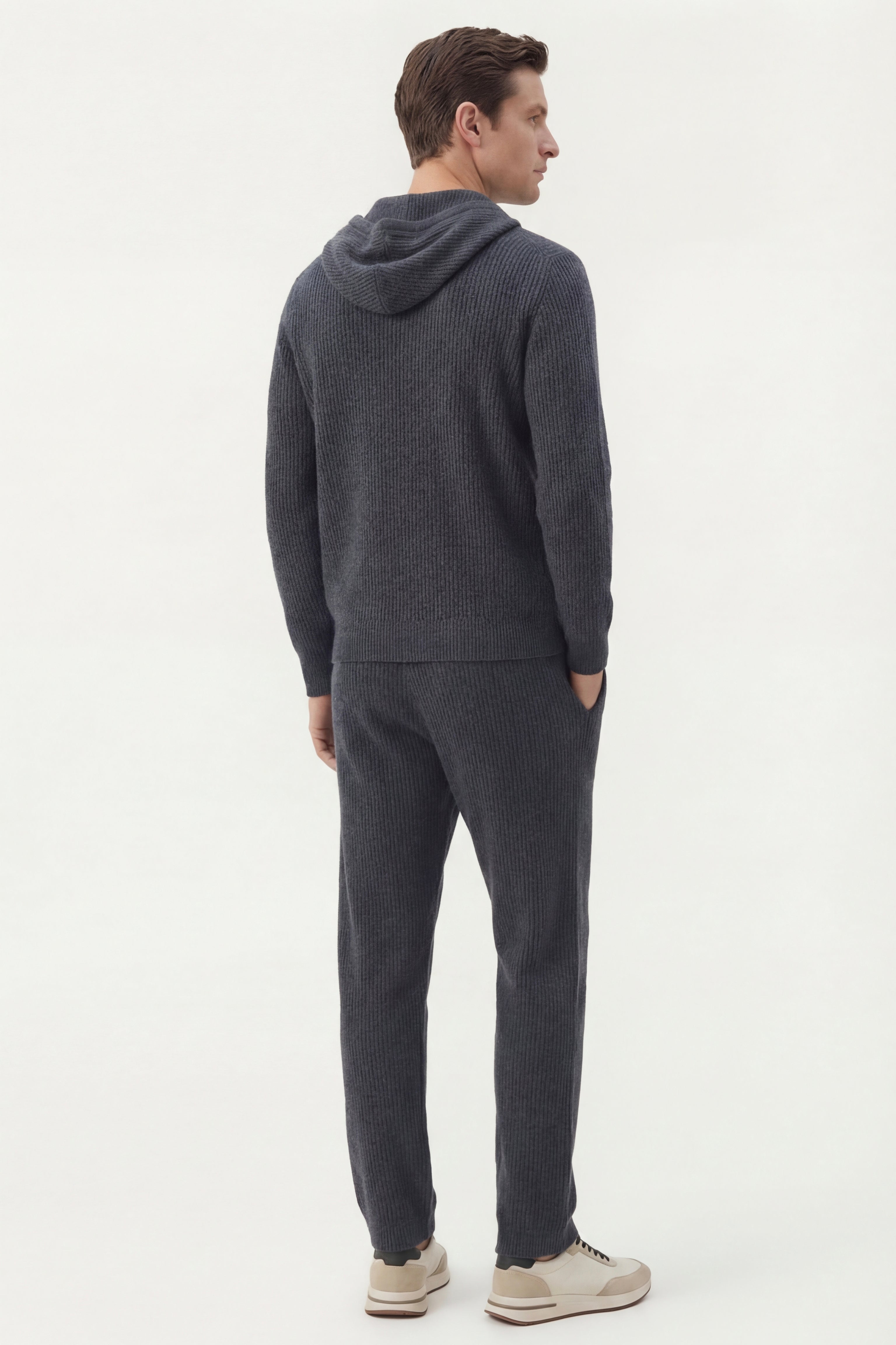 Elviro Cashmere Hooded Zip Set Blue