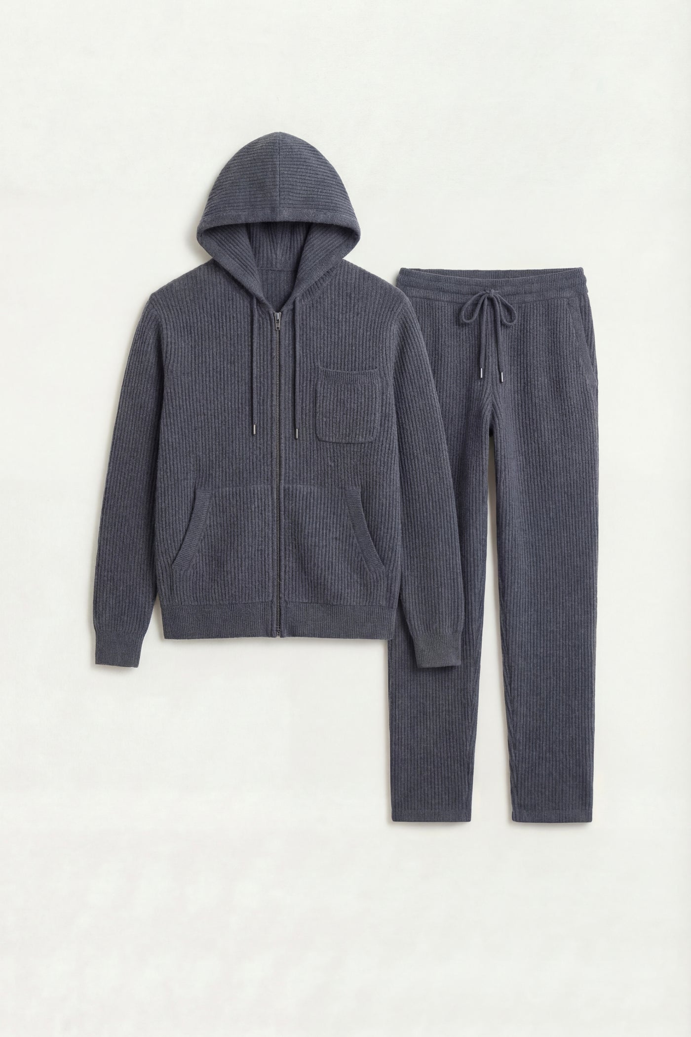 Elviro Cashmere Hooded Zip Set Blue