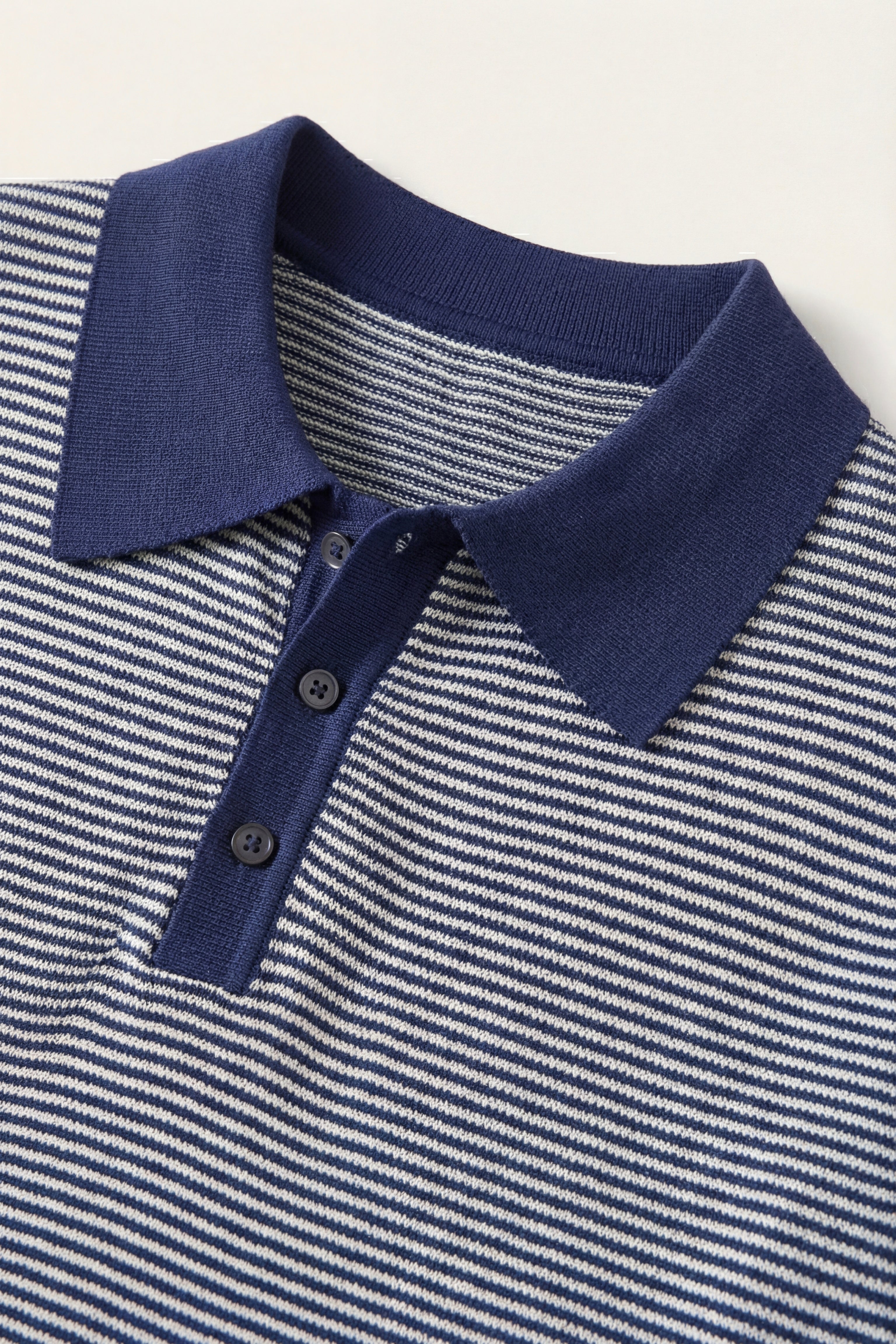 Ravino Panelled Knit Polo Dark Blue
