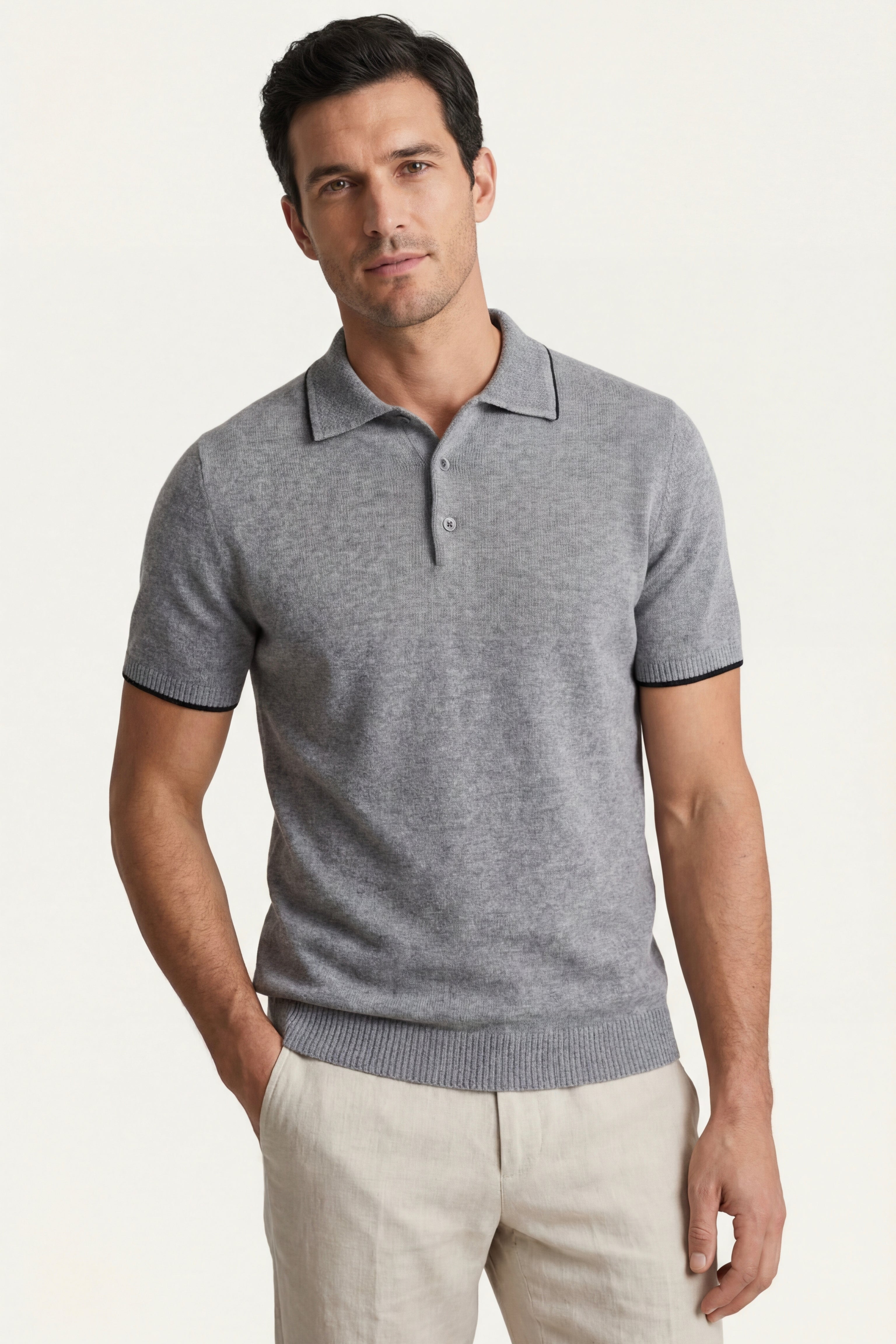 Morino Merino Knit Polo Grey