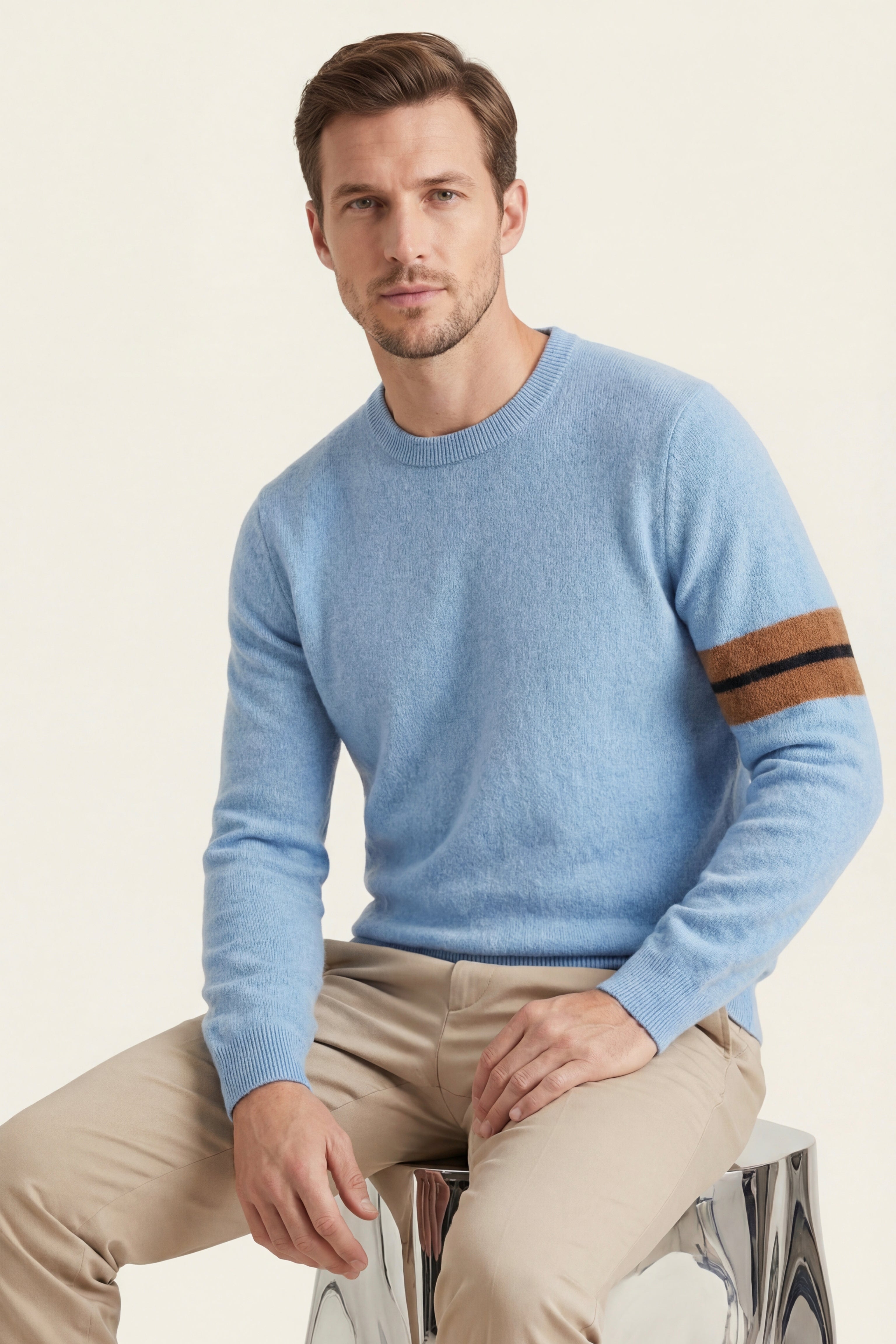 Valeno Cashmere Crewneck Sweater Sky Blue