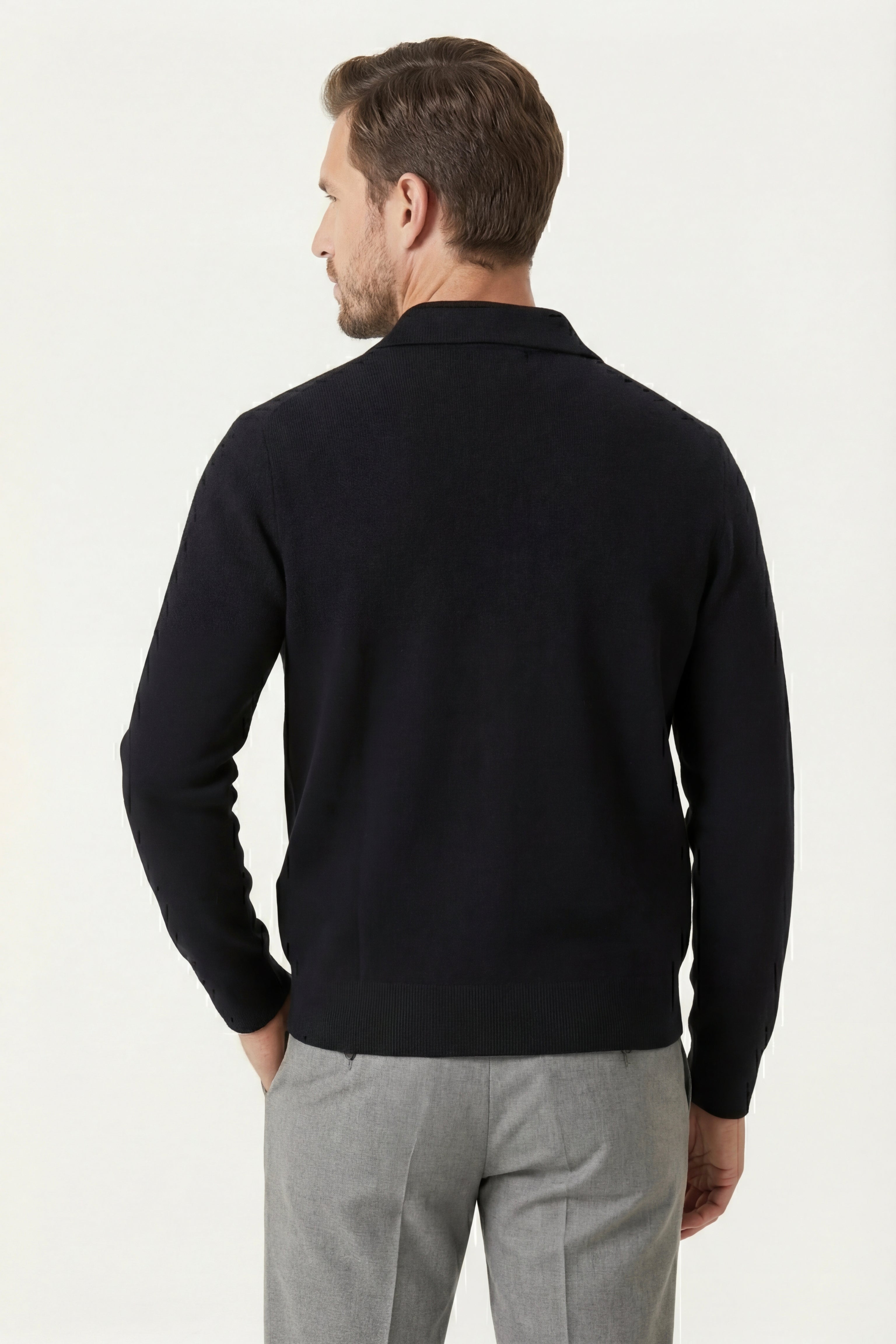 Orvello Dual-Zip Wool Cardigan Black