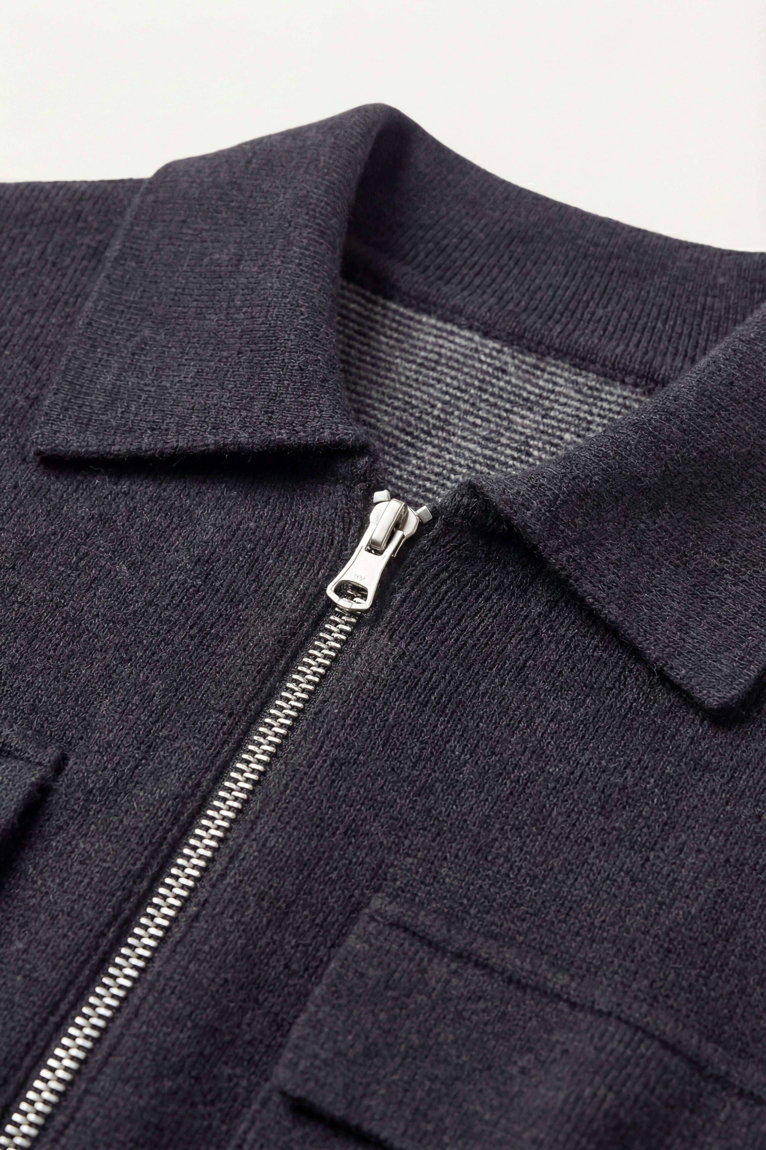 Orvello Dual-Zip Wool Cardigan Dark Grey