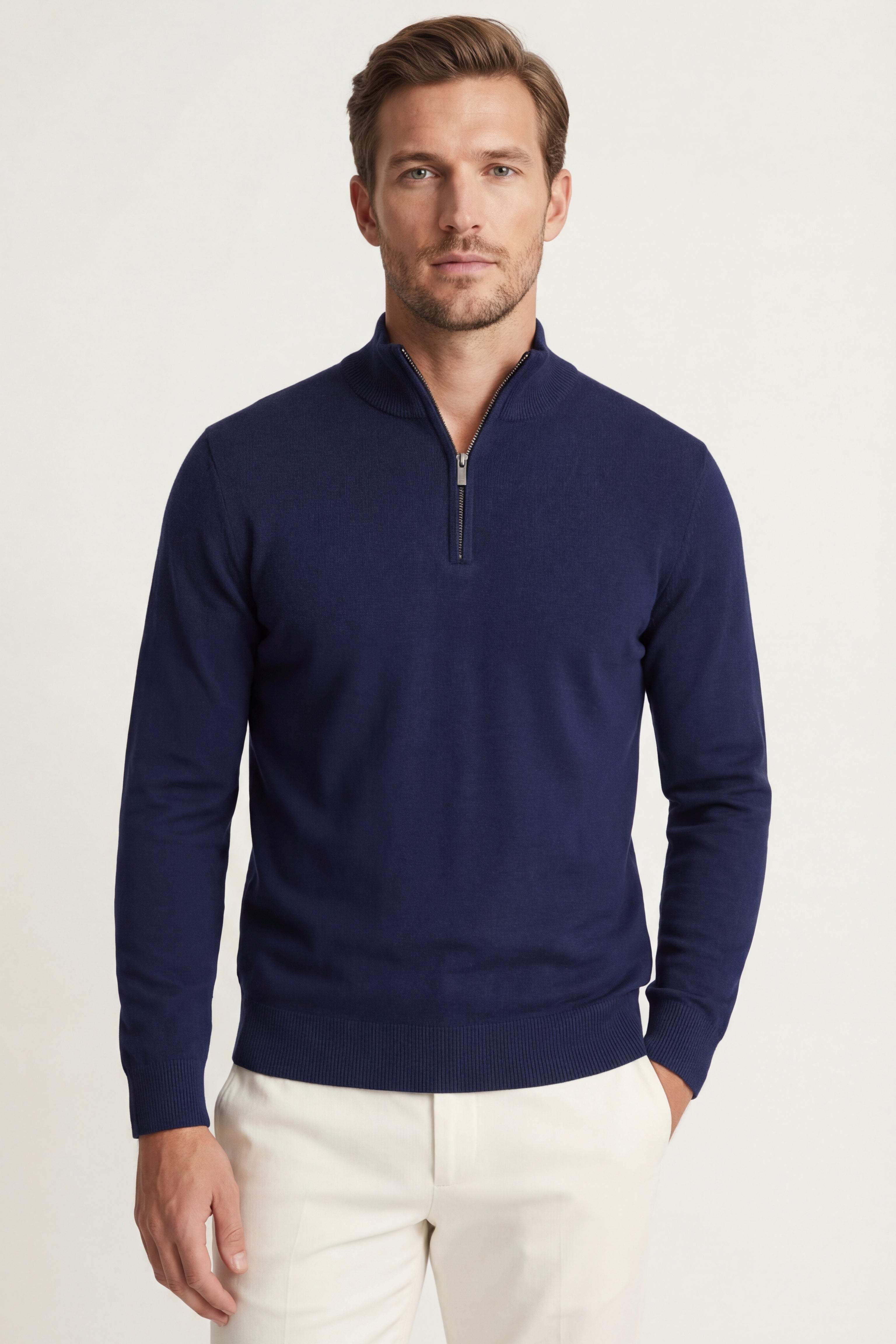 Arlino Quarter Zip Knit Navy