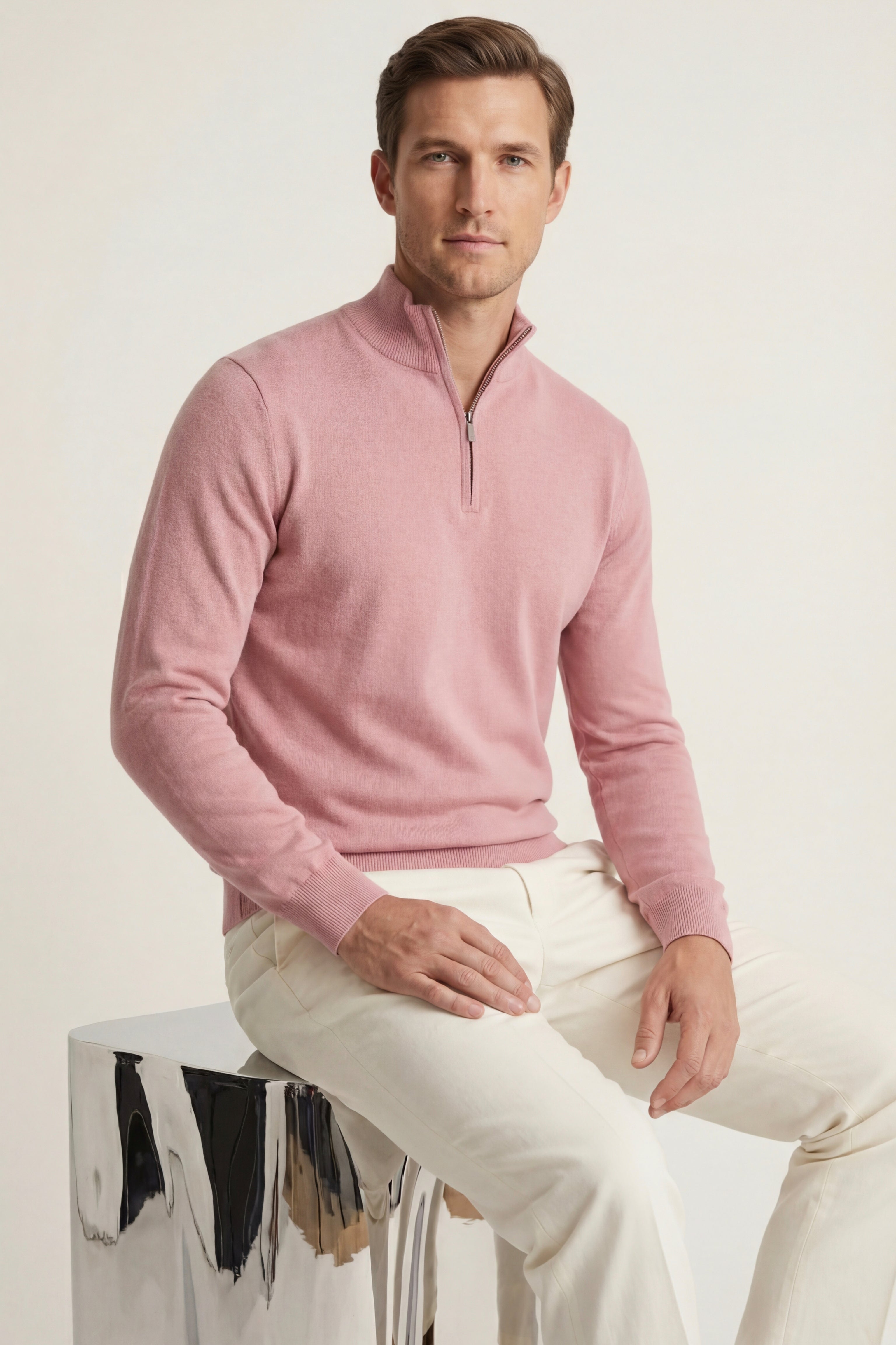 Arlino Quarter Zip Knit Pink