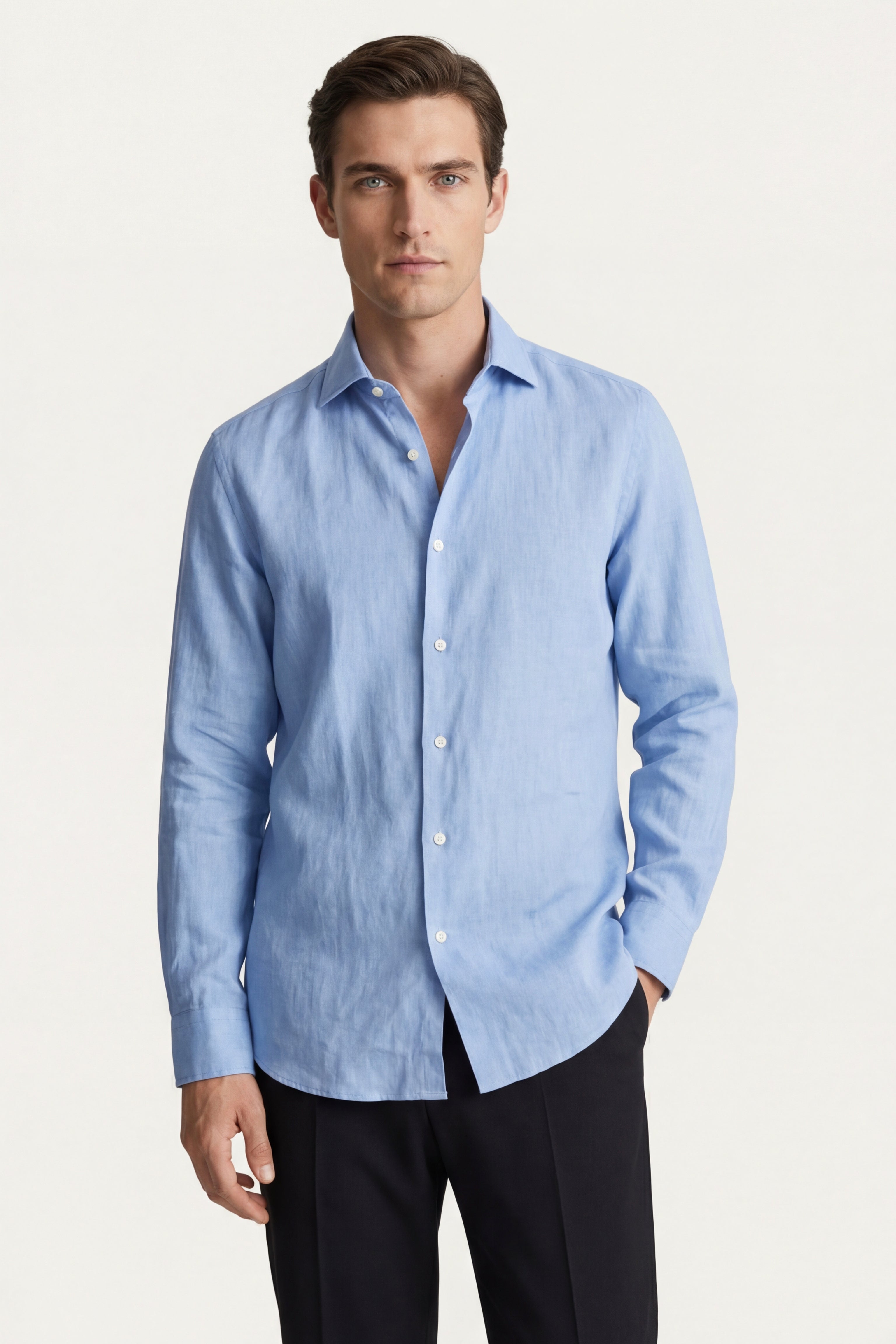 Silano Linen Shirt Light Blue