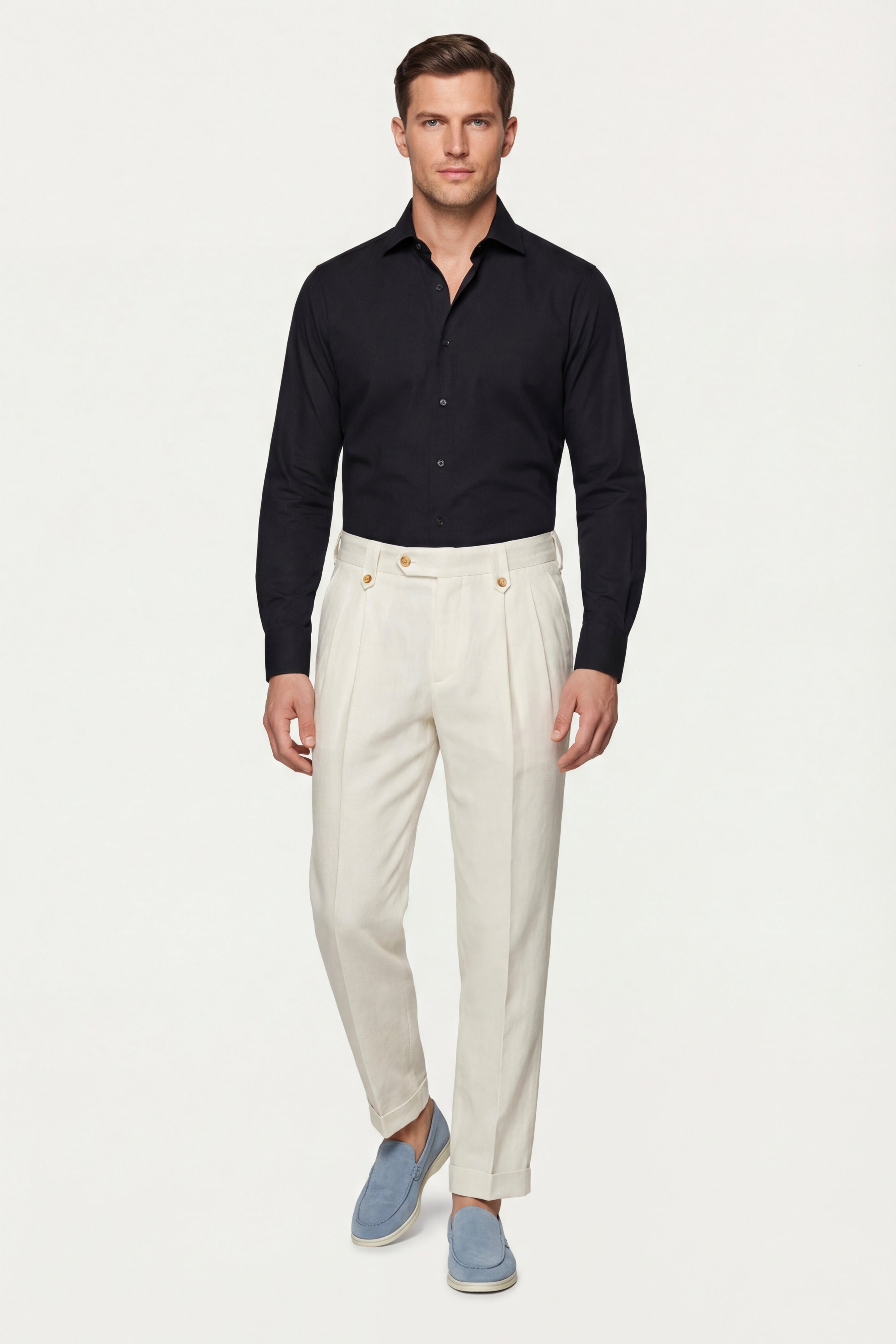 Morino Pleated Trousers White