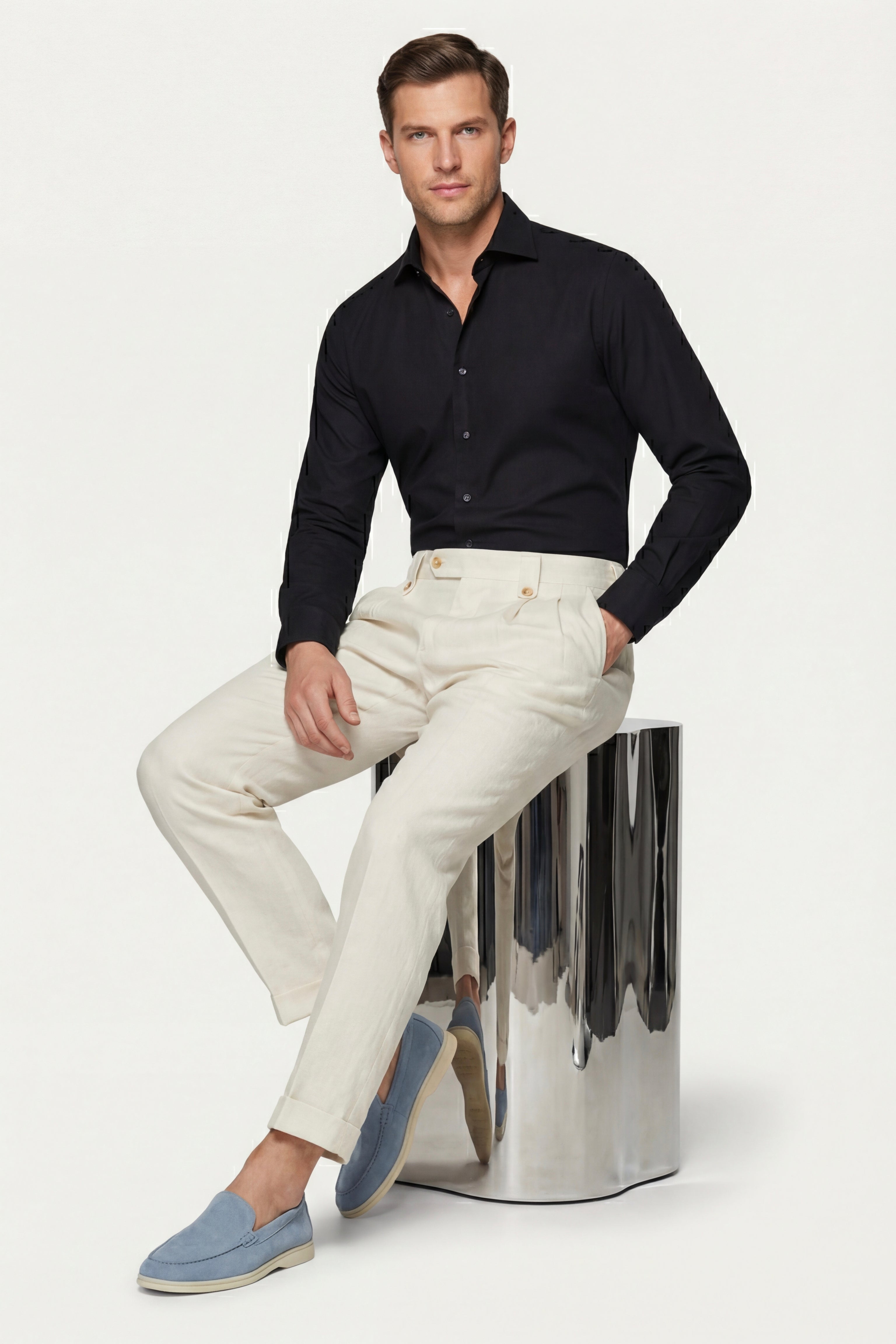 Morino Pleated Trousers White