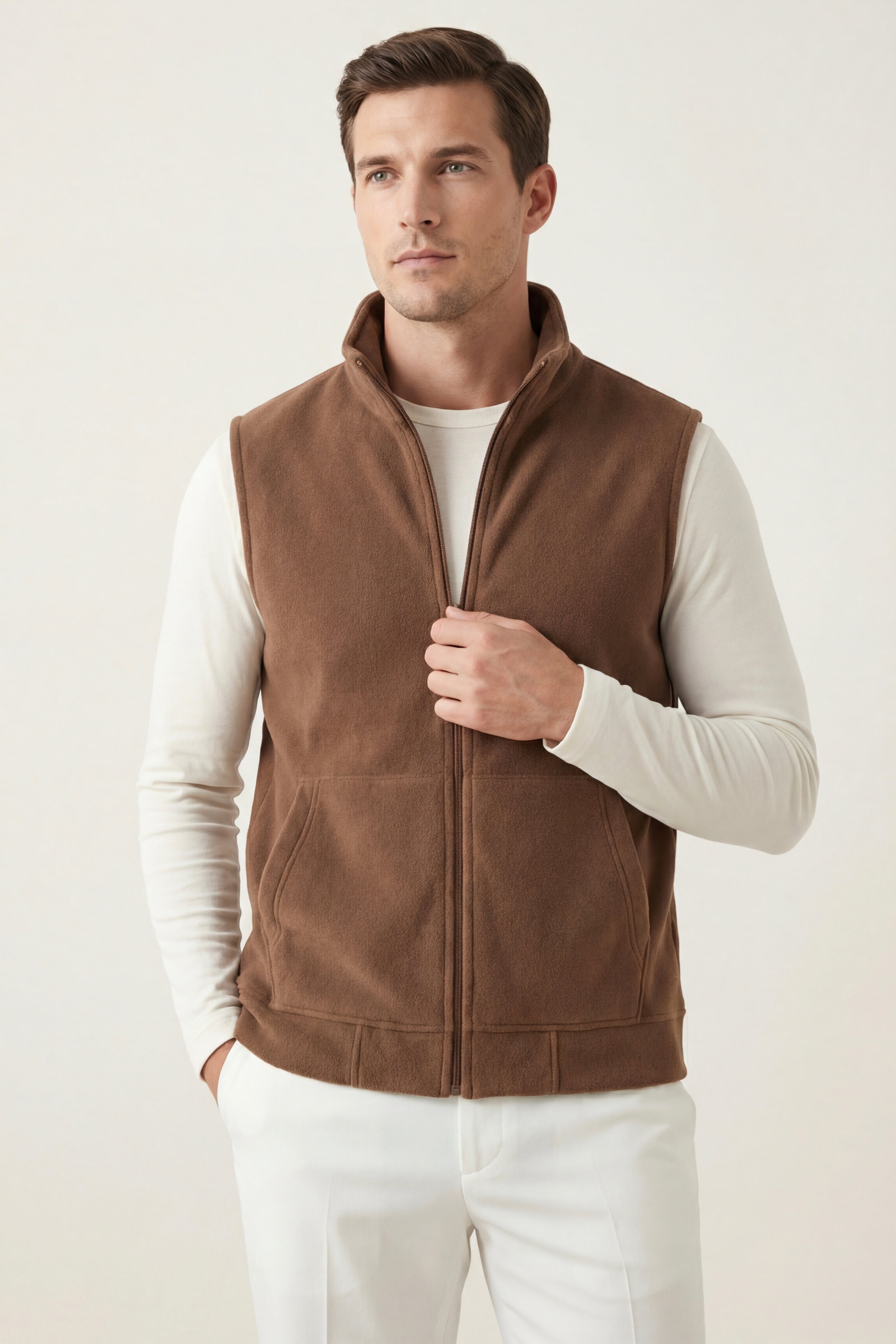Bormio Zip Fleece Vest Brown