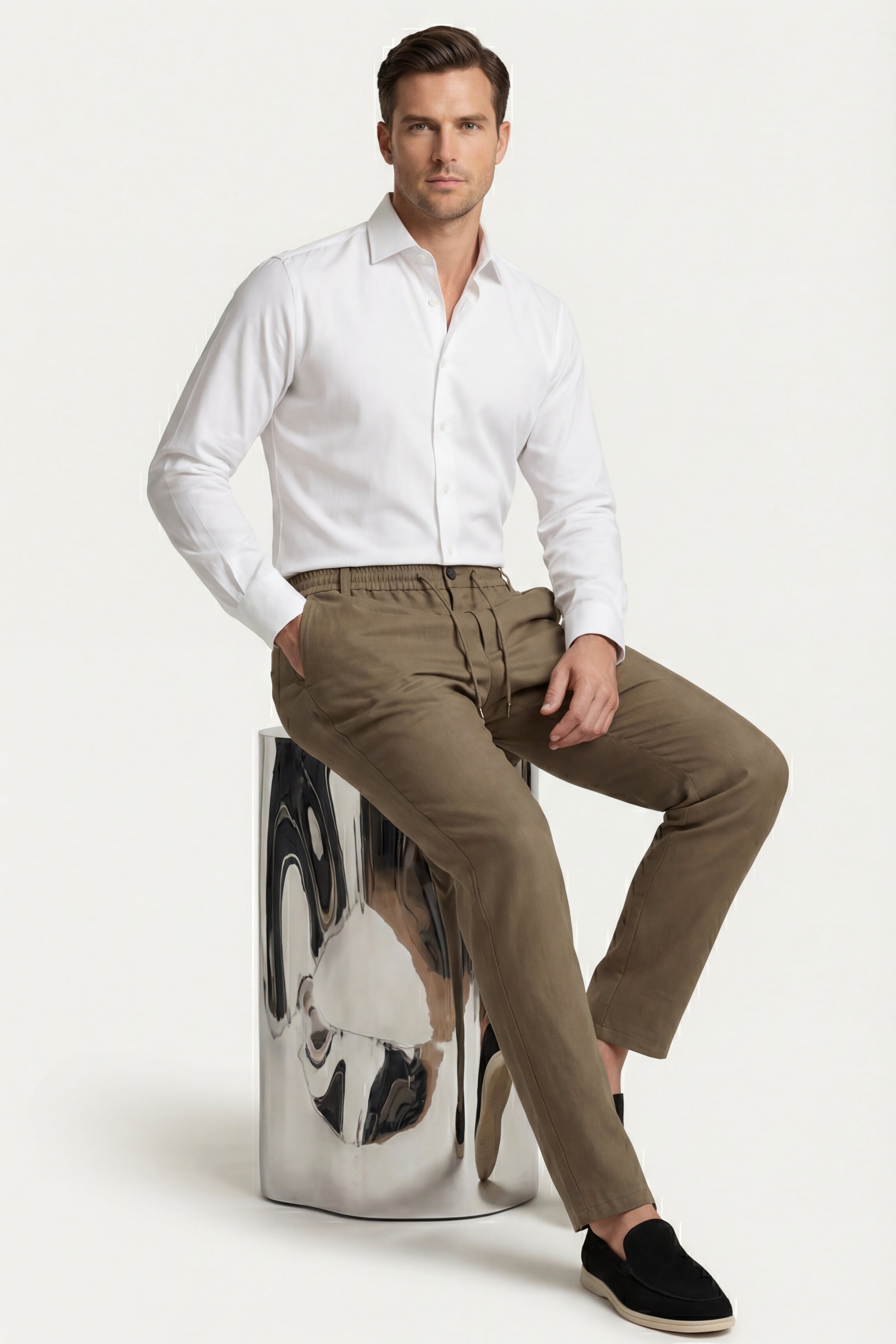 Monteria Stretch Linen Trouser Olive