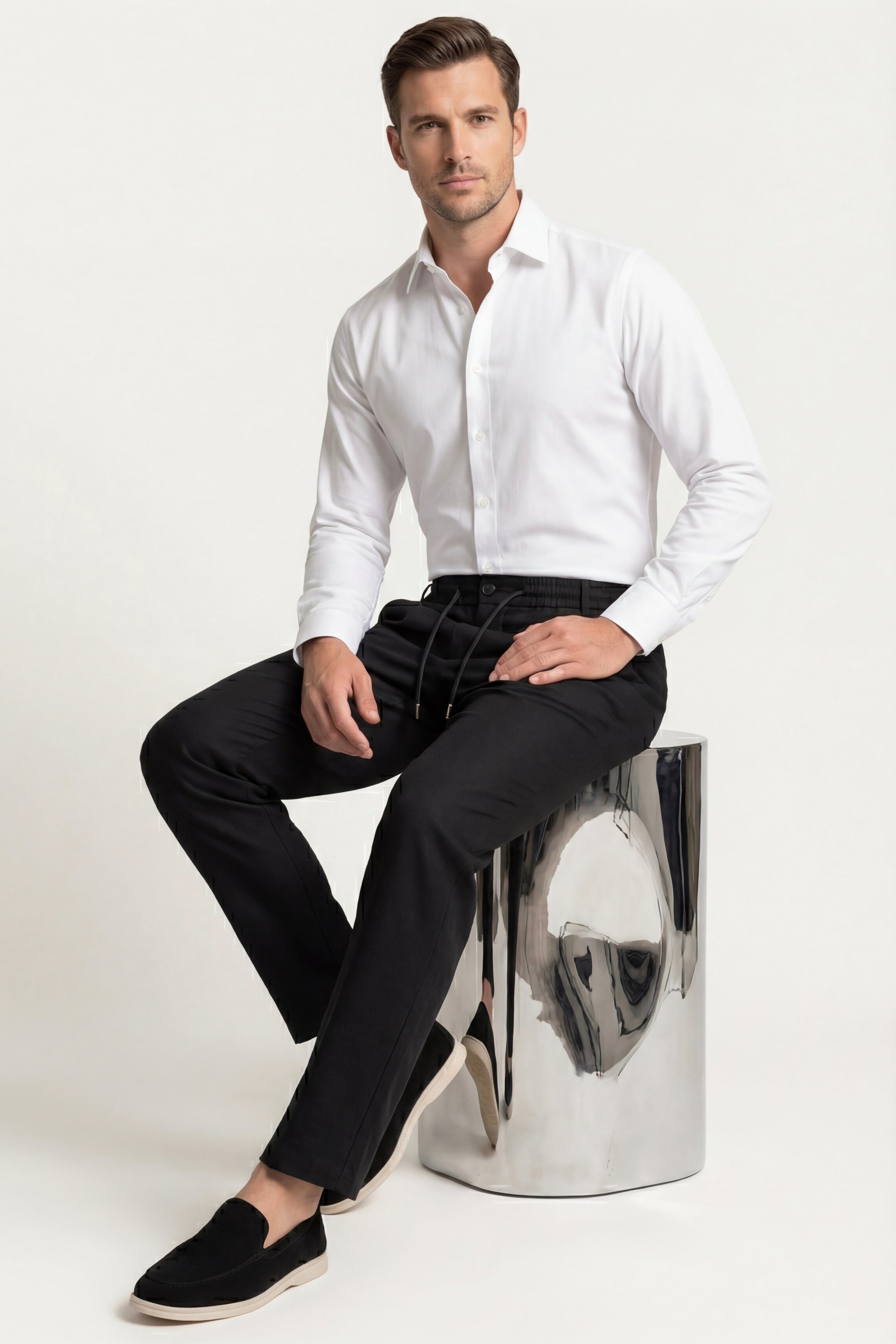 Monteria Stretch Linen Trouser Black