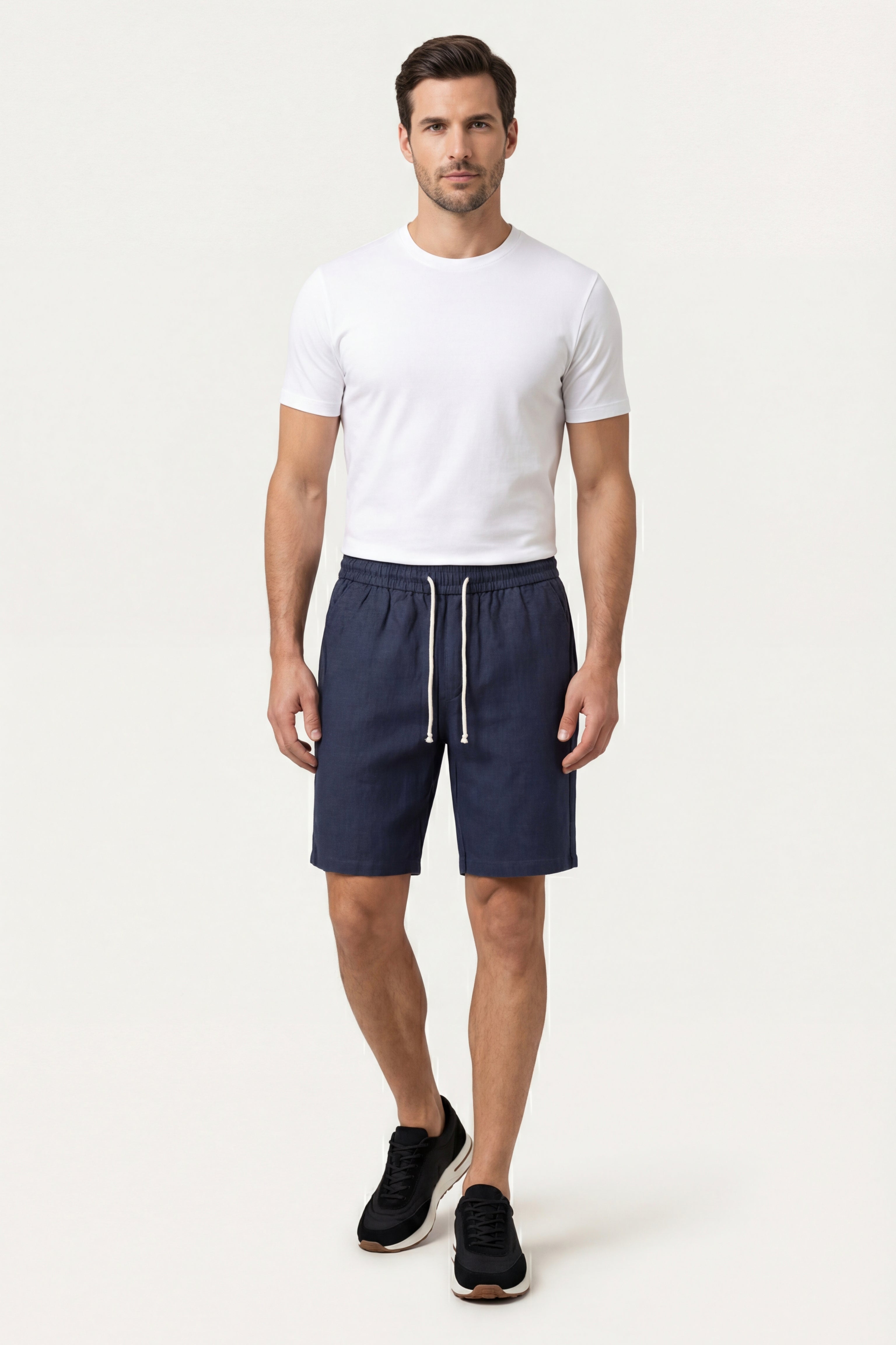 Lecce Linen Drawstring Shorts Navy