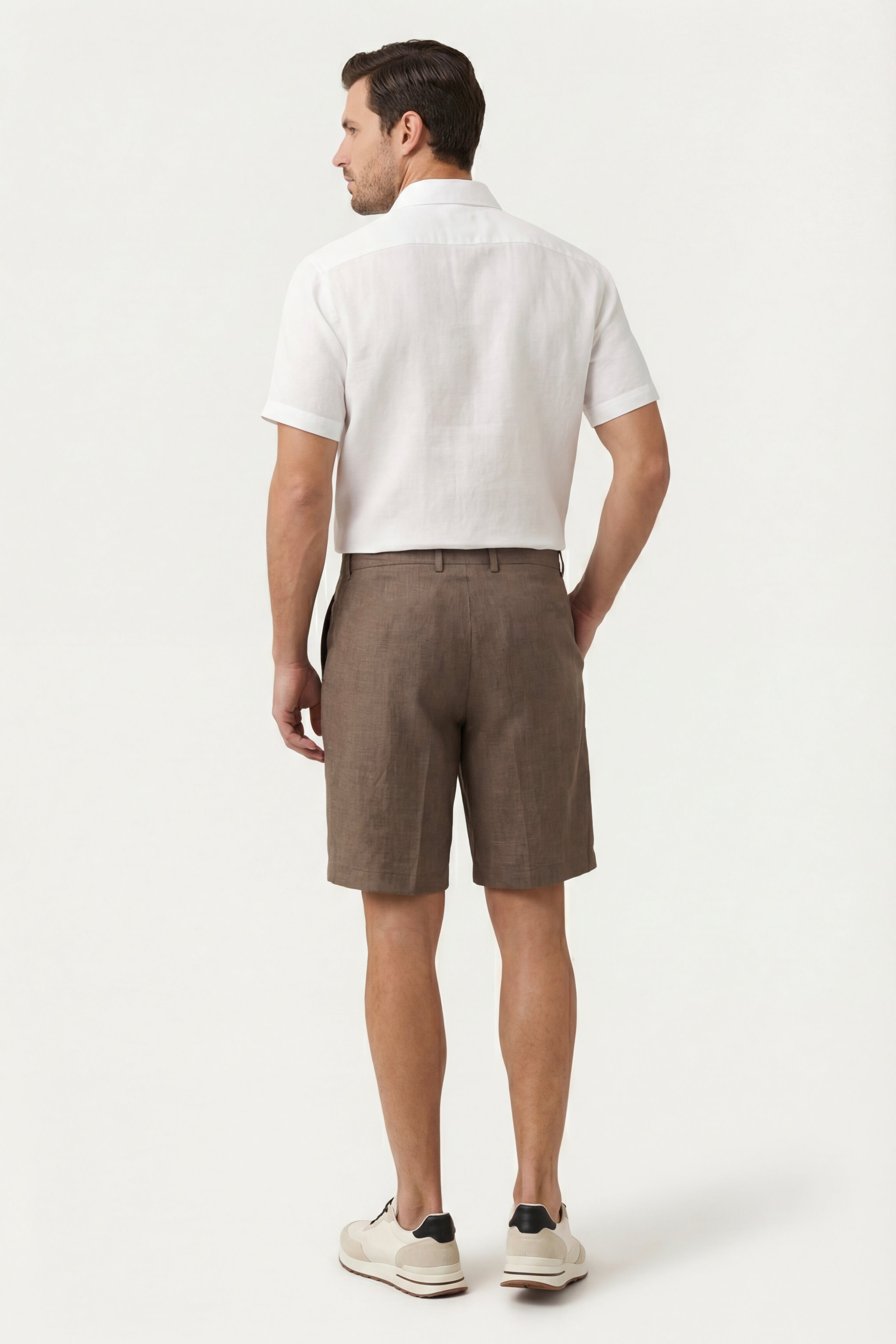 Orvieto Linen Pleated Shorts Brown