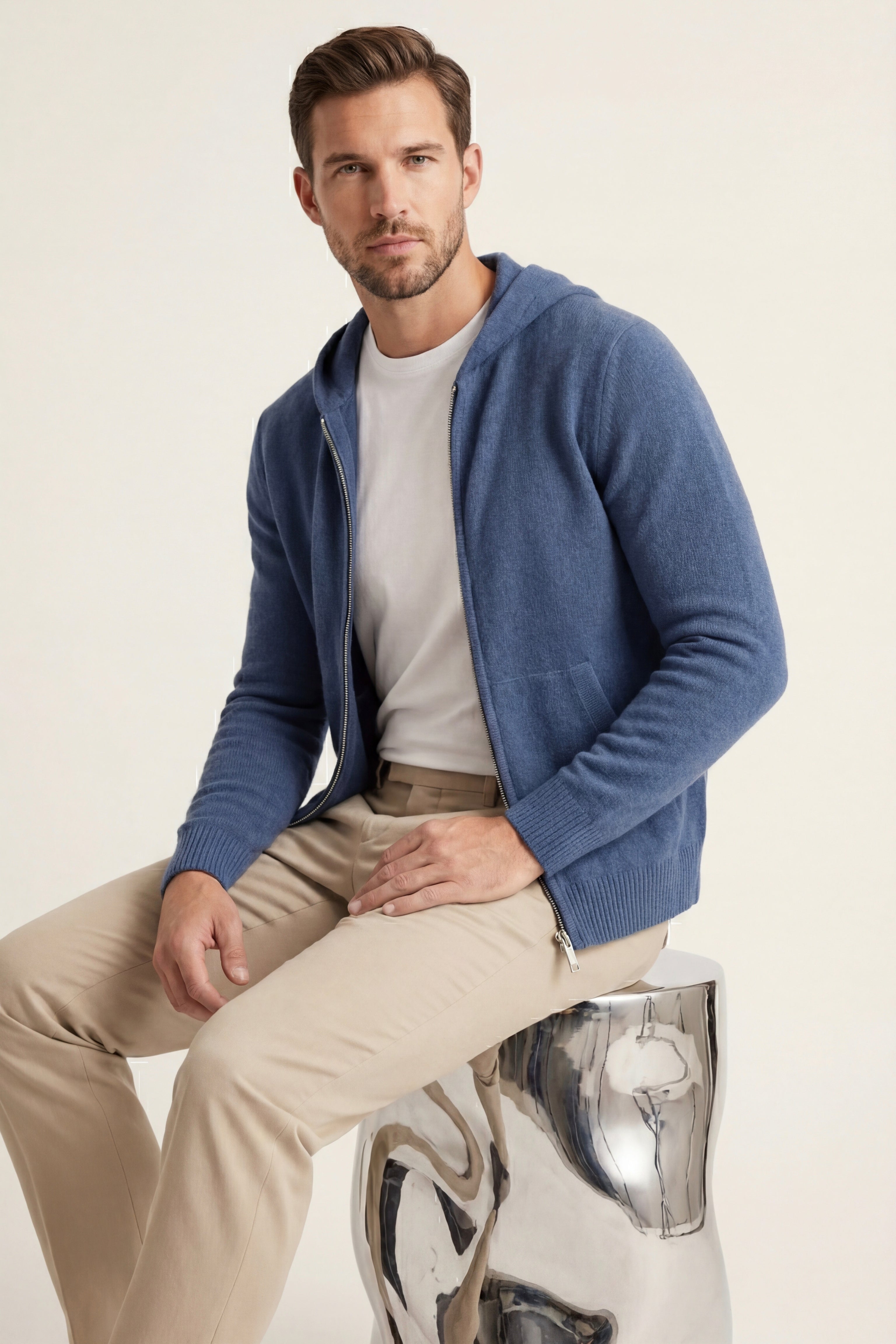 Tavole Hooded Zip Blue