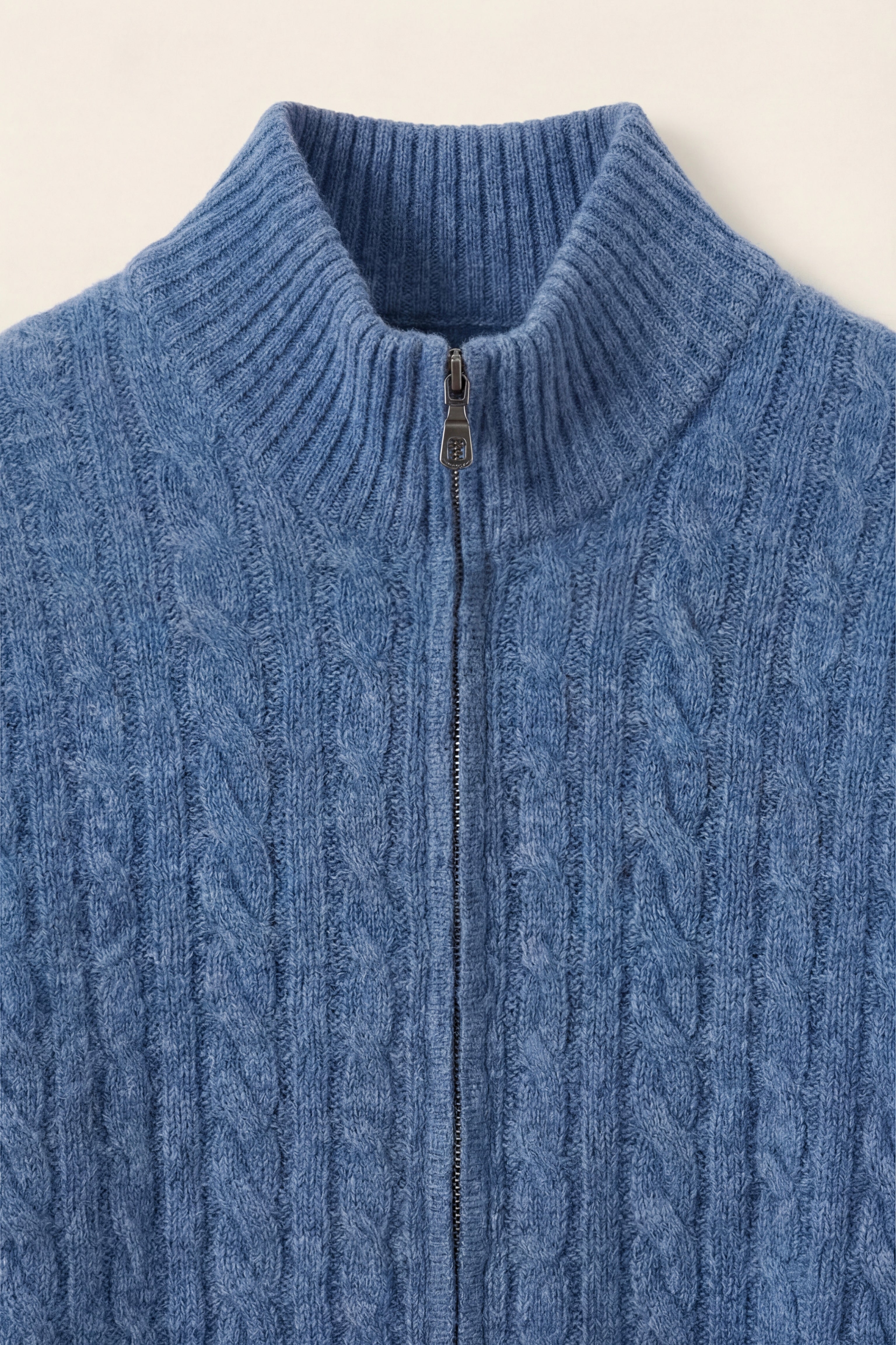 Bolzano Cable Zip Knit Blue