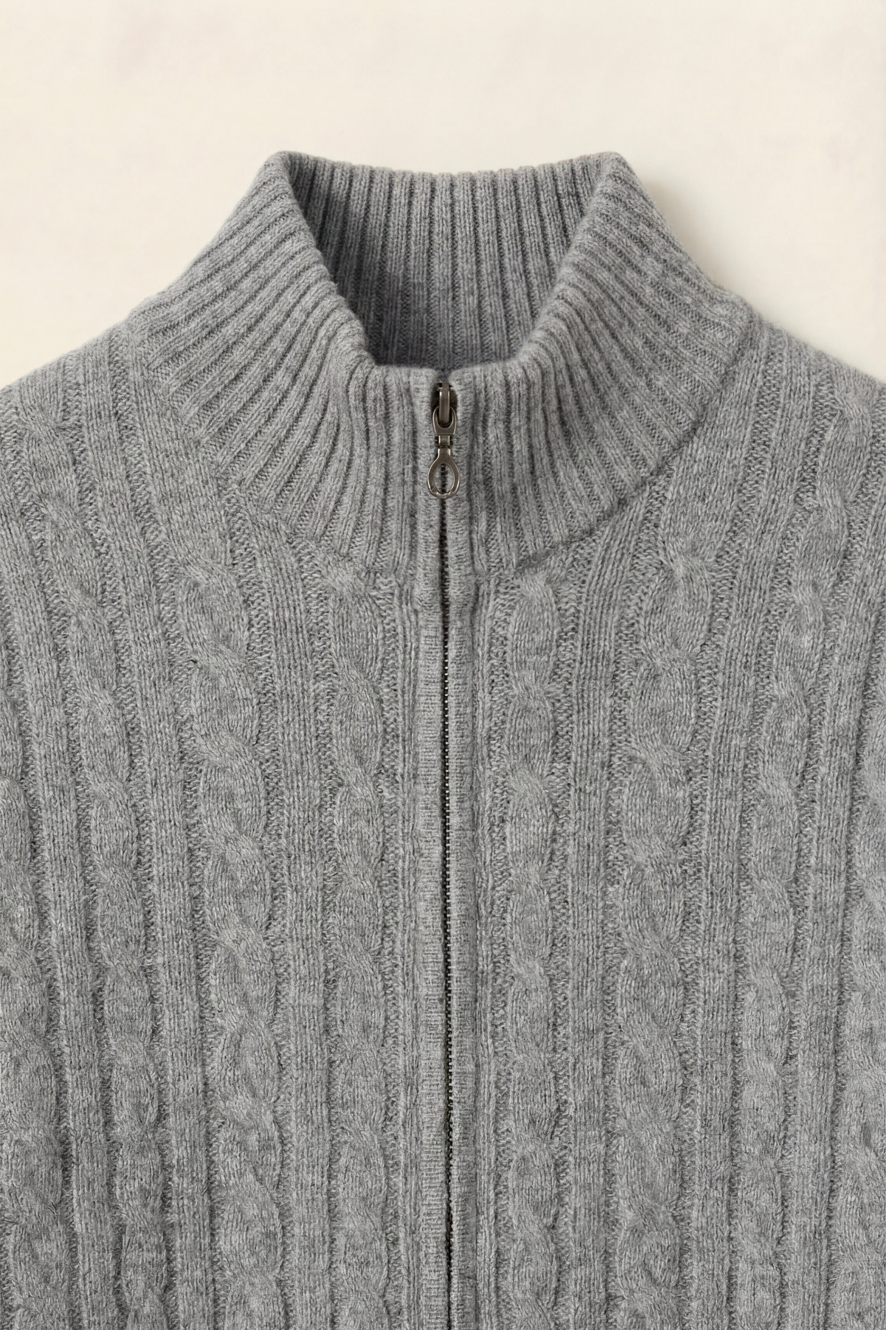 Bolzano Cable Zip Knit Grey