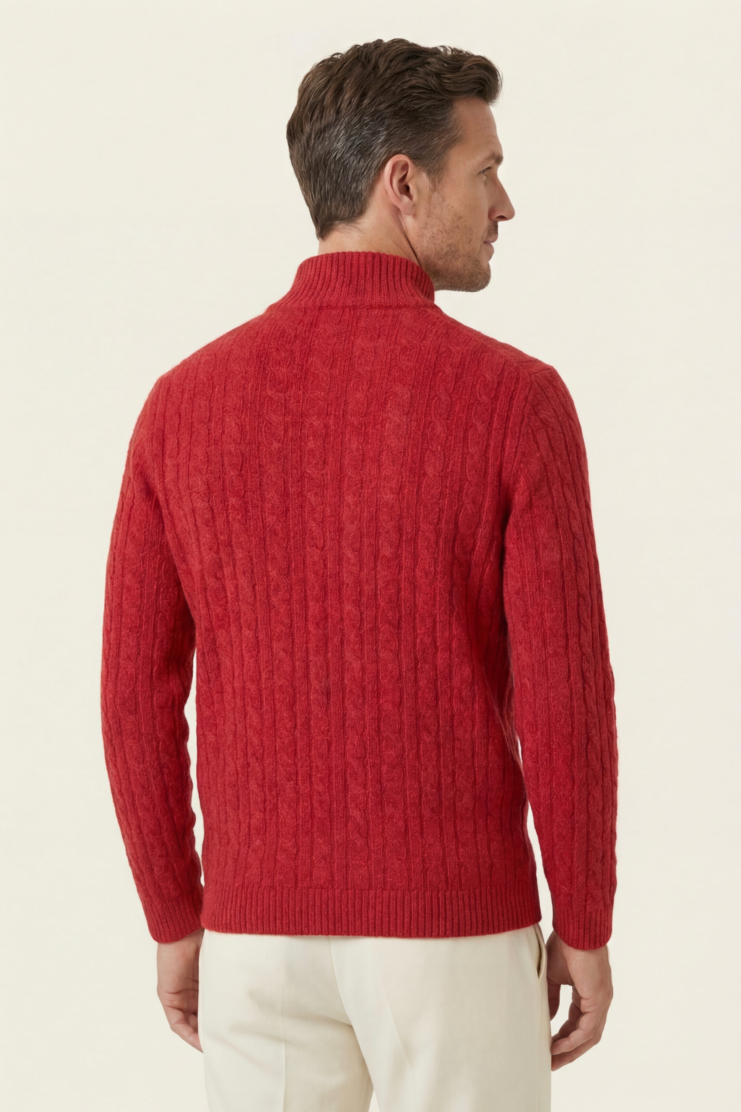 Bolzano Cable Zip Knit Red