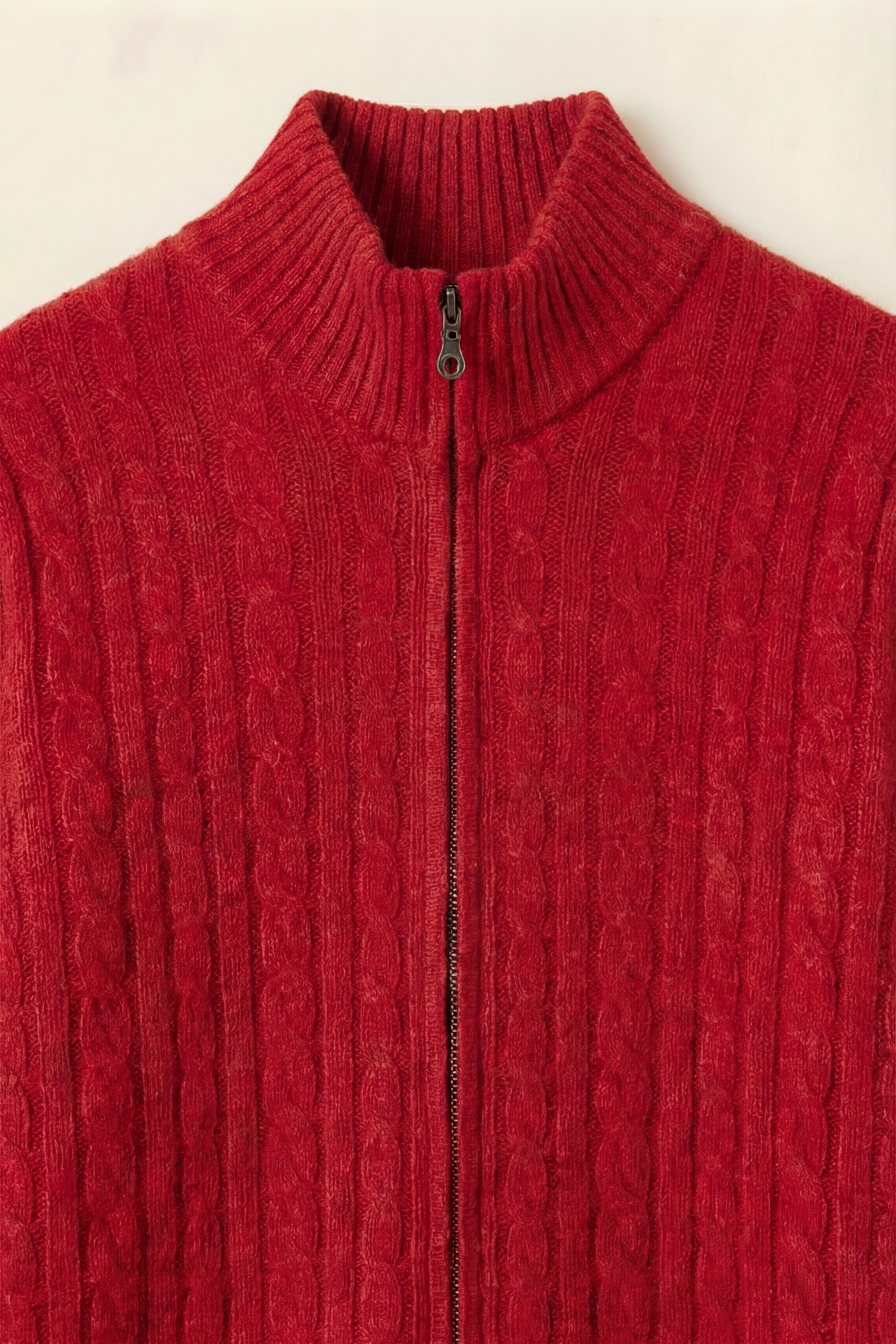 Bolzano Cable Zip Knit Red