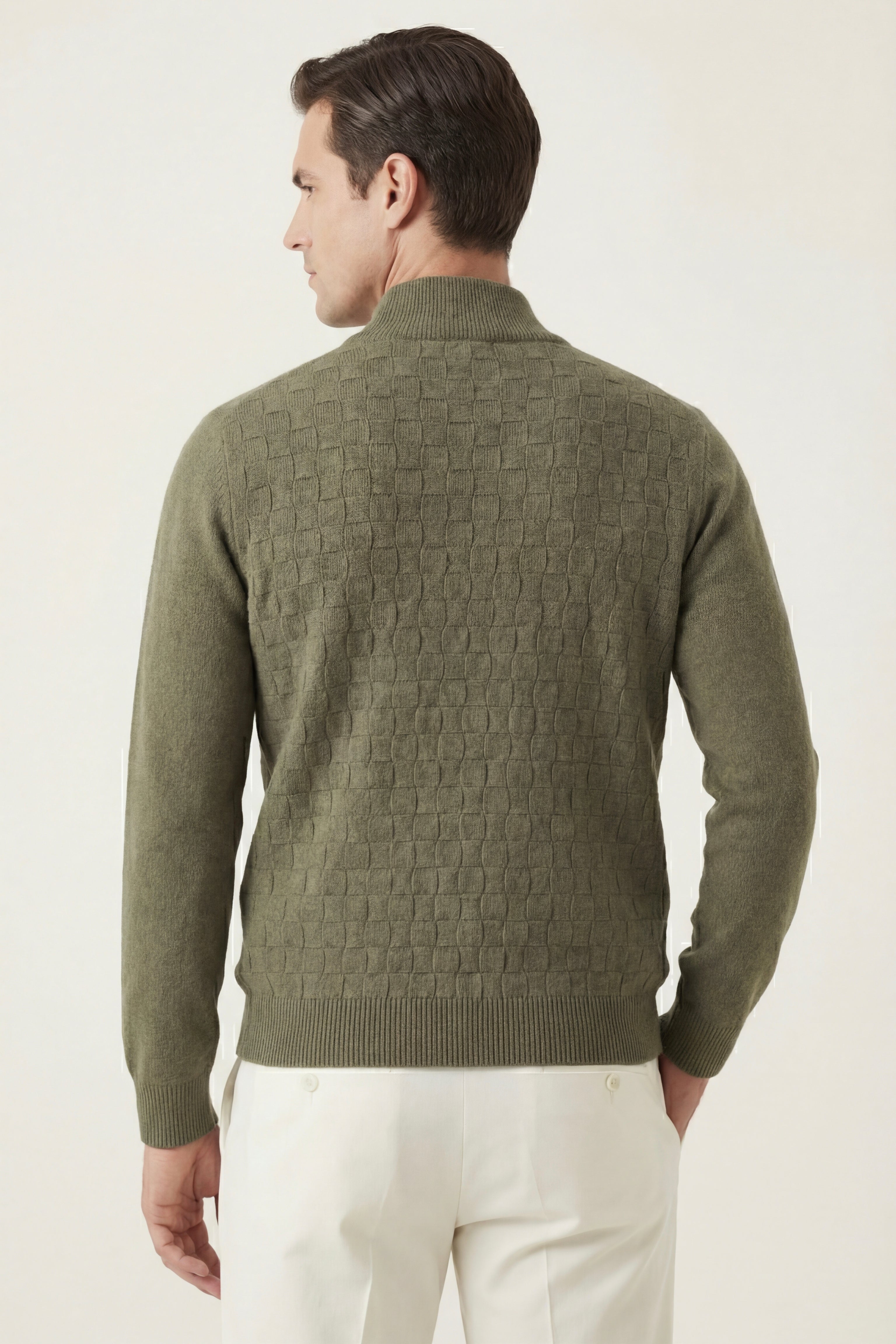 Cortina Textured Zip Sweater Green