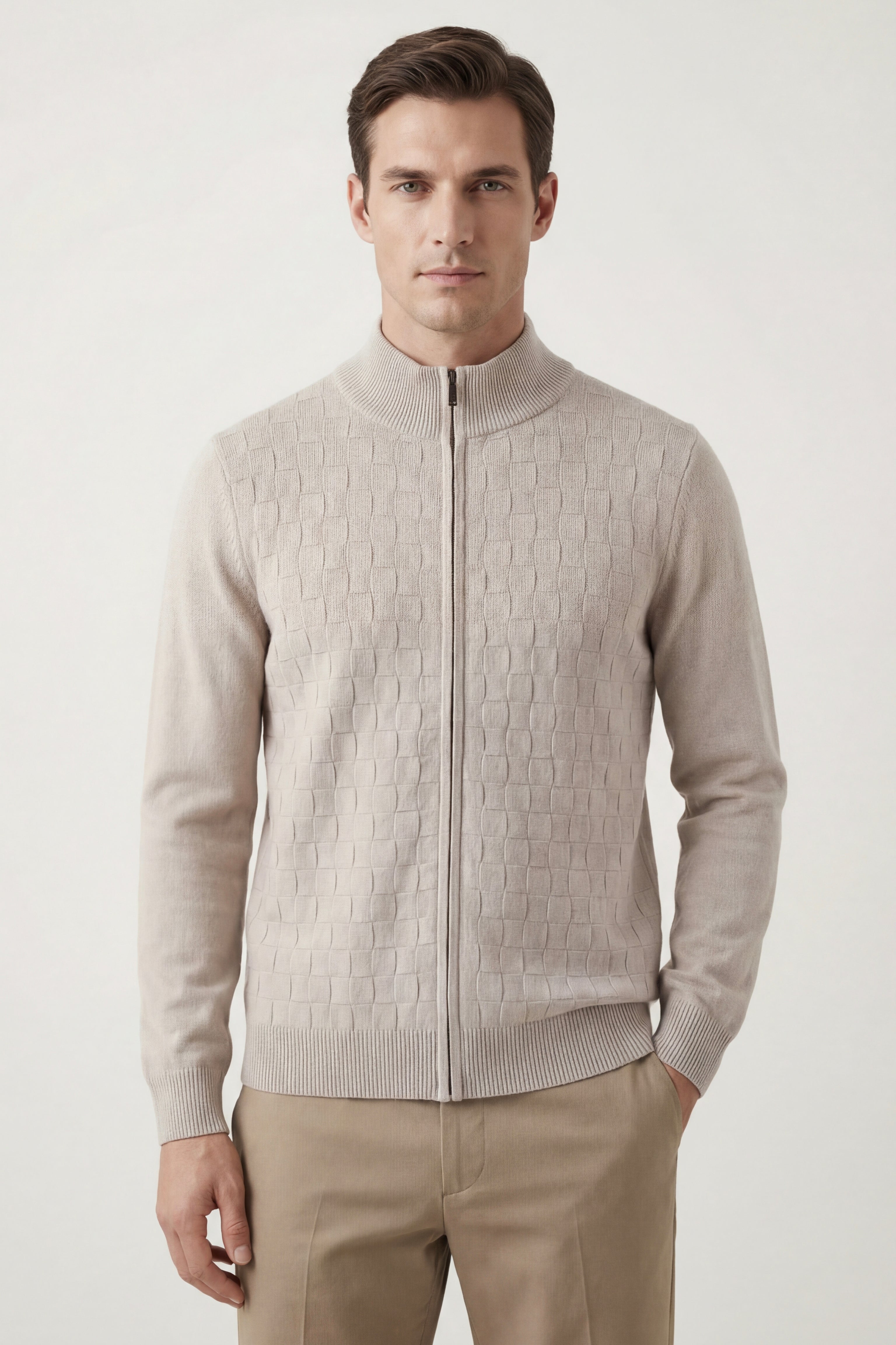 Cortina Textured Zip Sweater Qianmise