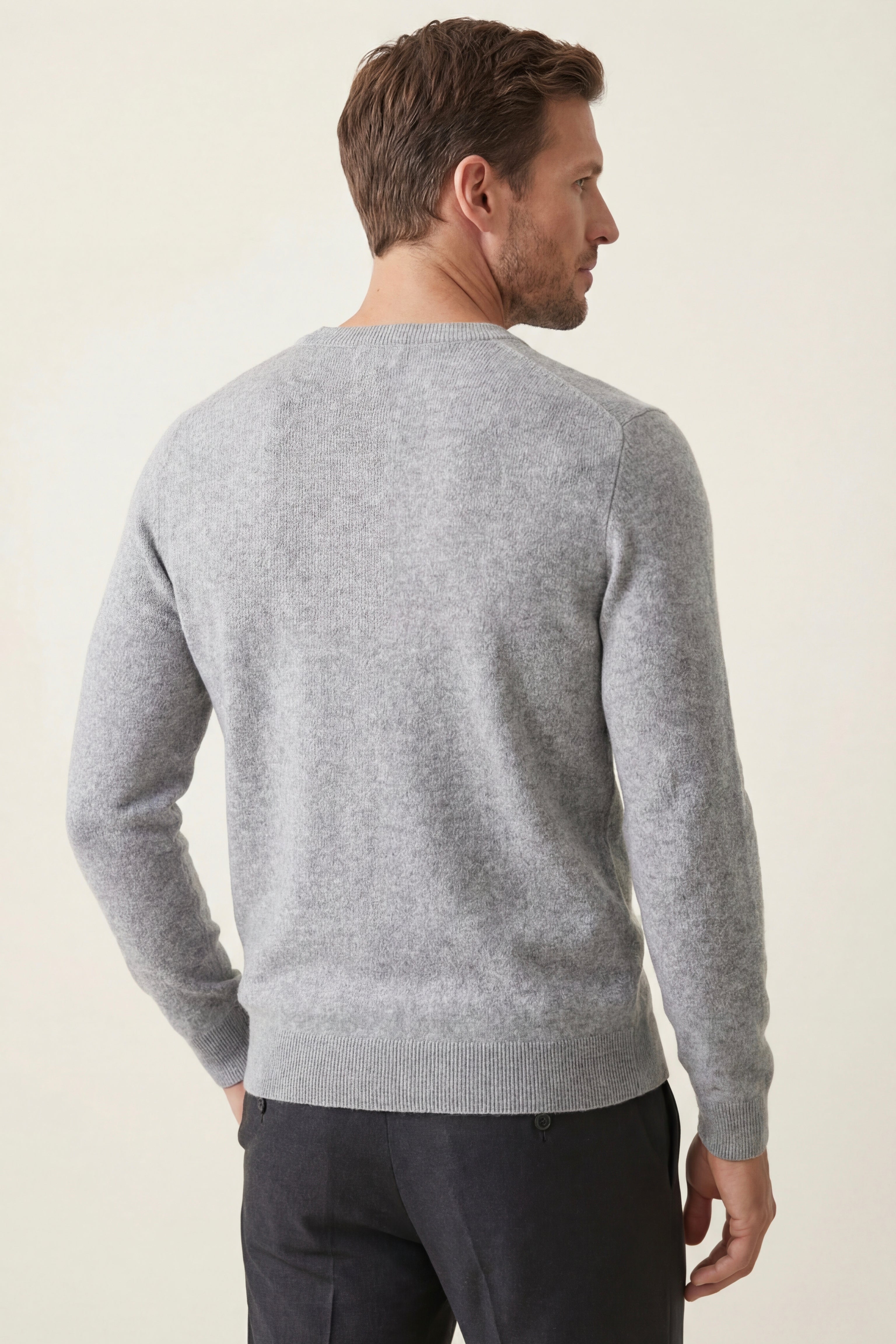 Merano V-Neck Knit Sweater Light Grey