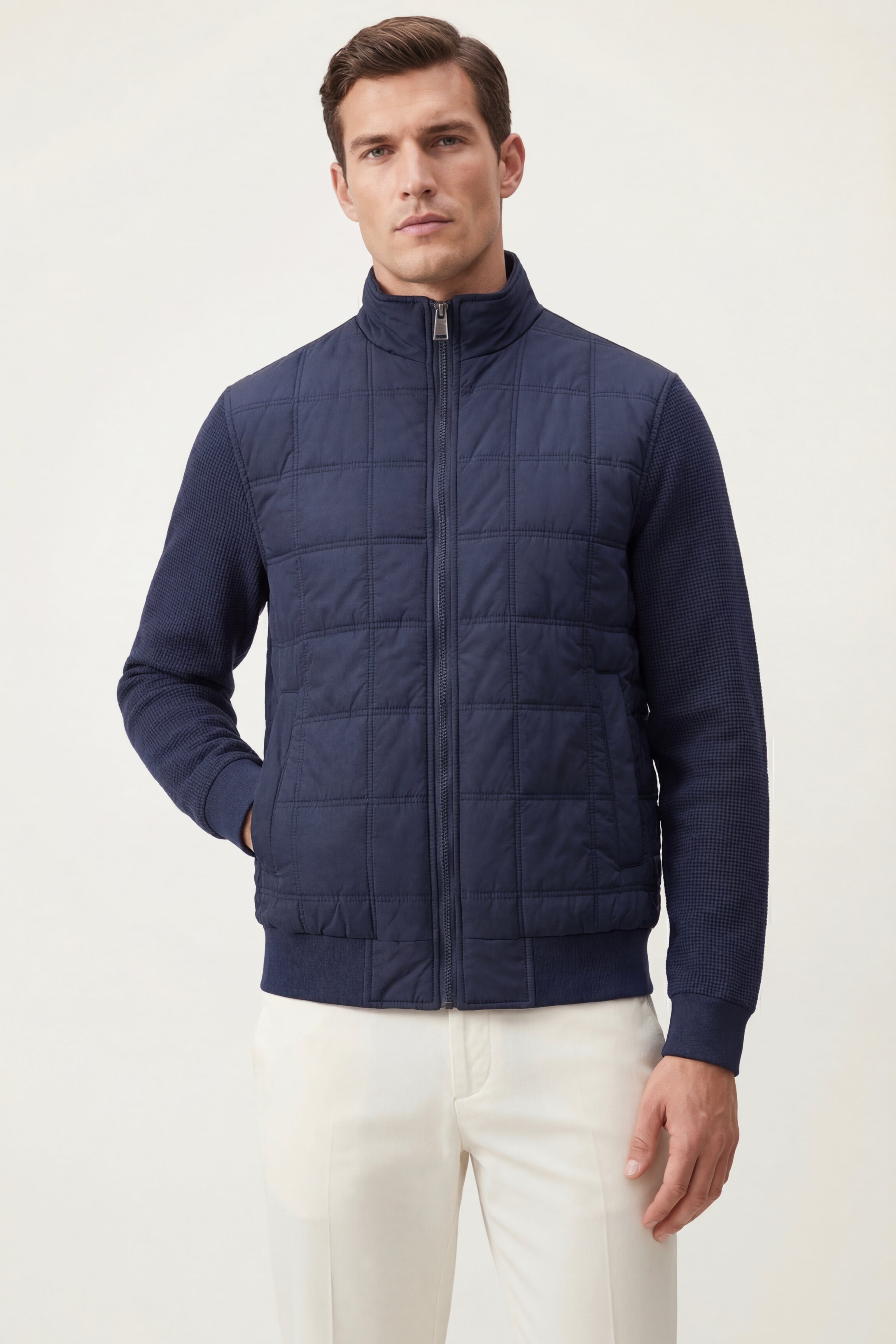 Frosinone Quilted Hybrid Jacket Dark Blue