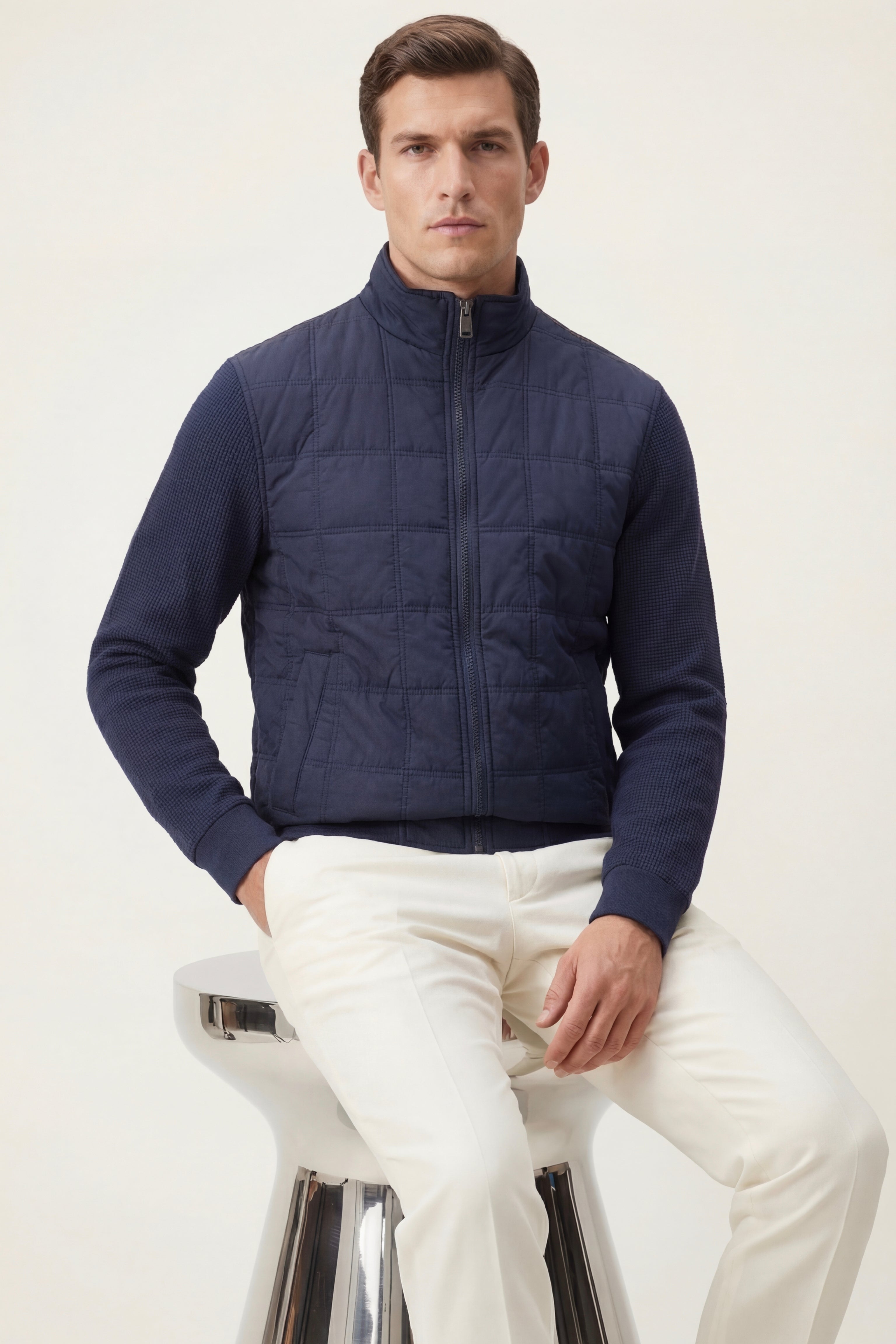 Frosinone Quilted Hybrid Jacket Dark Blue