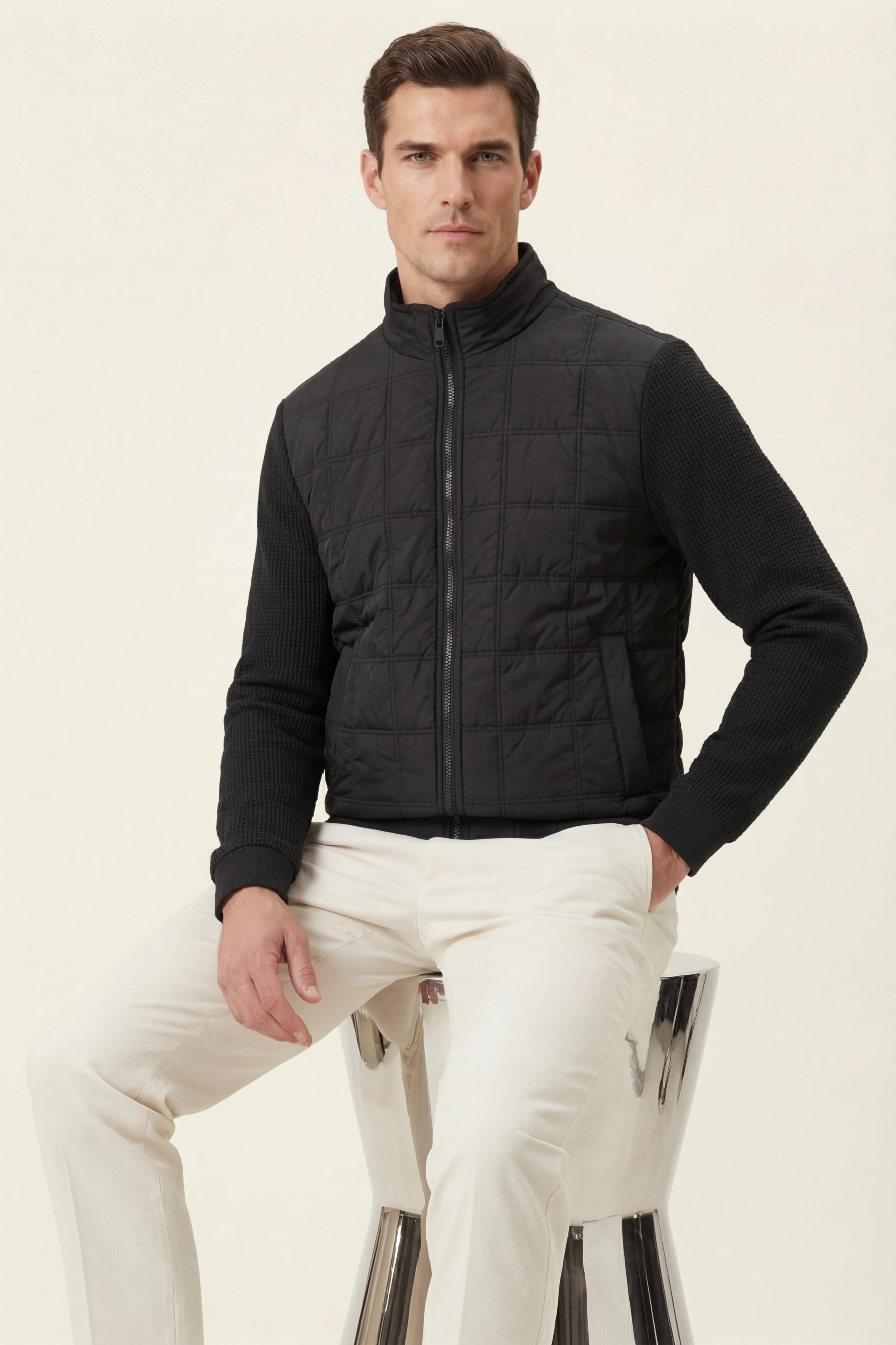 Frosinone Quilted Hybrid Jacket Black