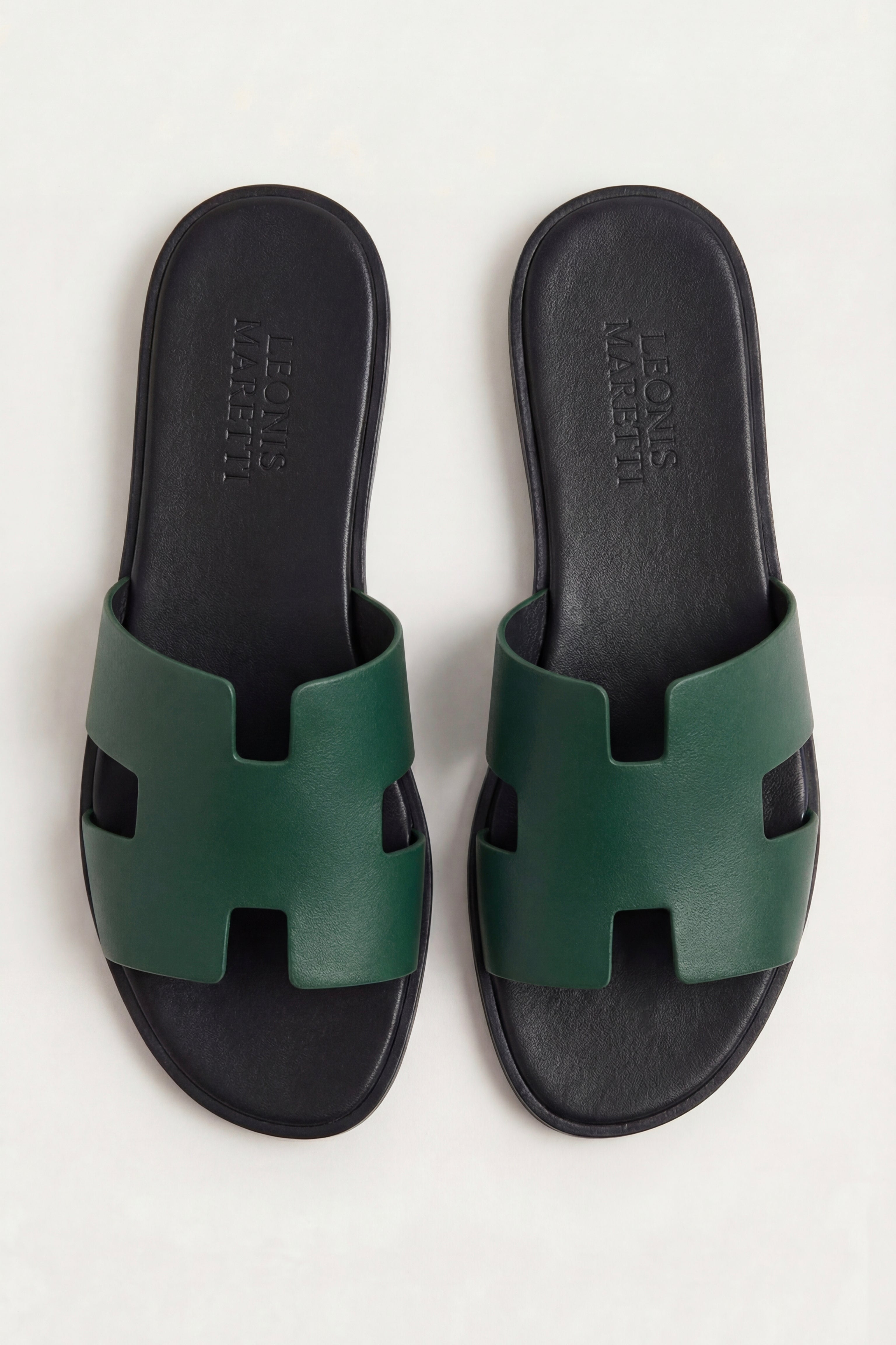 Arezzo Leather Sandal Dark Green