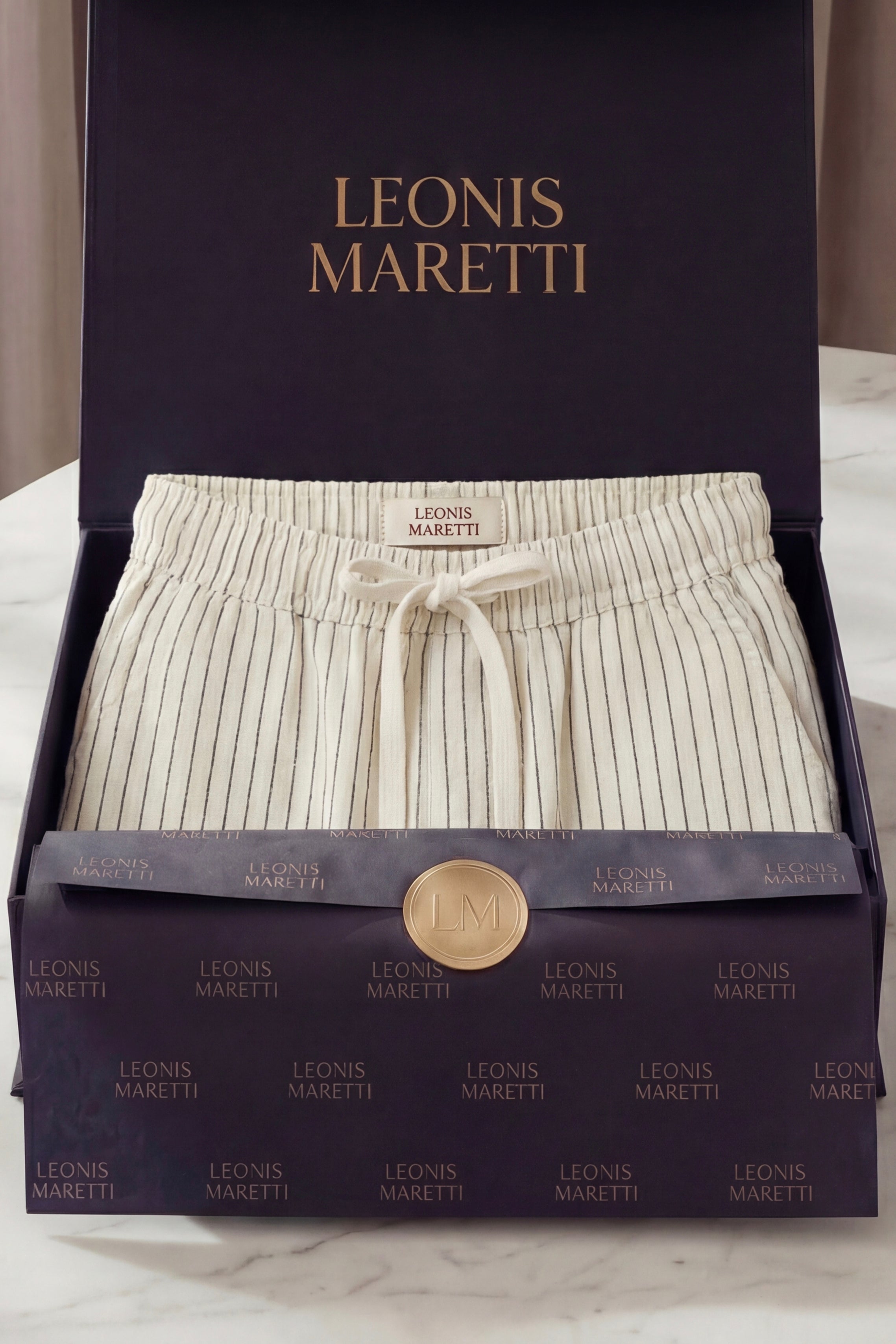 Siena Linen Trousers Beige Stripe