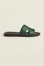 Arezzo Leather Sandal Dark Green