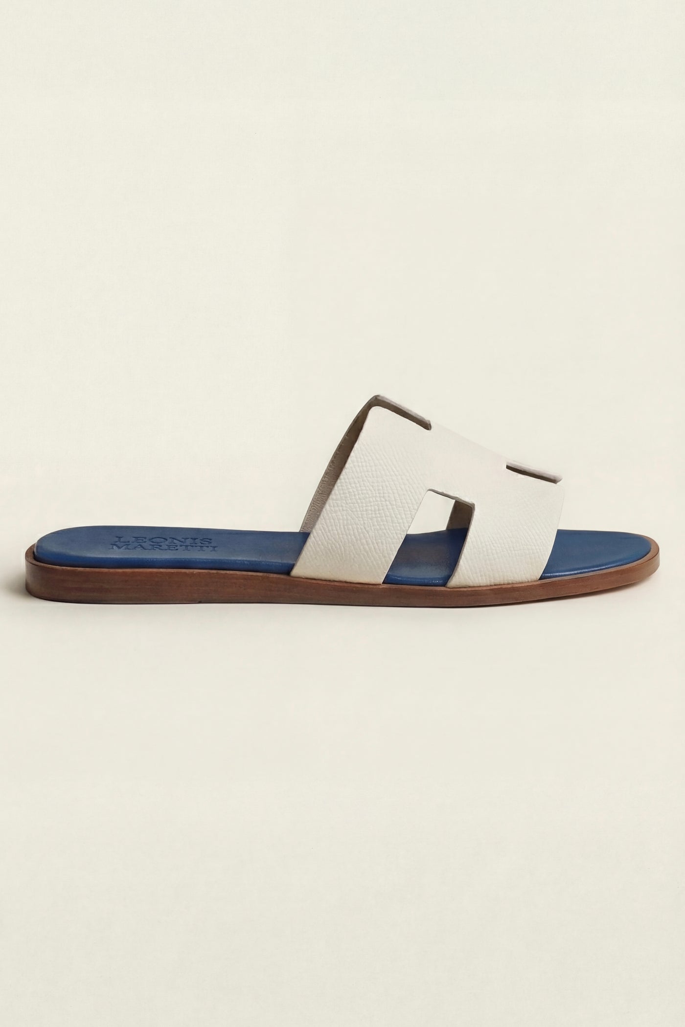 Arezzo Leather Sandal Ivory & Blue