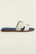 Arezzo Leather Sandal Ivory & Blue