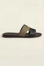 Arezzo Leather Sandal Olive & Black