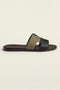 Arezzo Leather Sandal Olive & Black