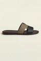 Arezzo Leather Sandal Olive & Black