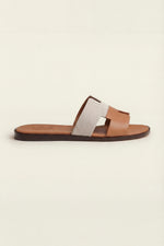 Arezzo Leather Sandal Beige & Tan