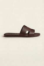 Arezzo Leather Sandal Dark Brown