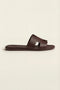 Arezzo Leather Sandal Dark Brown