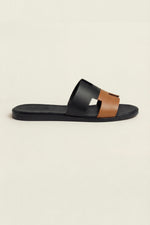 Arezzo Leather Sandal Black & Tan