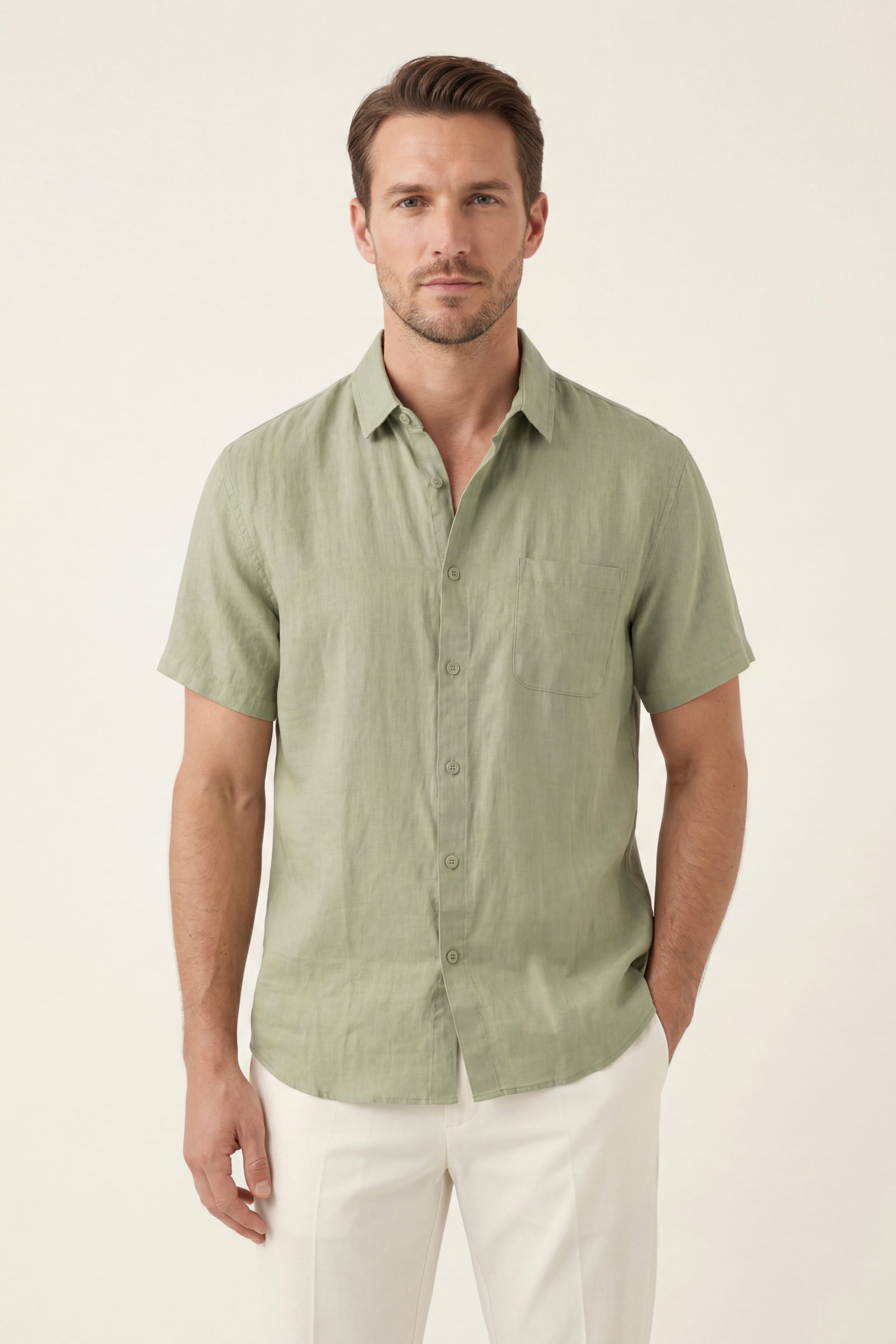 Vicenza Linen Short Sleeve Mint Green