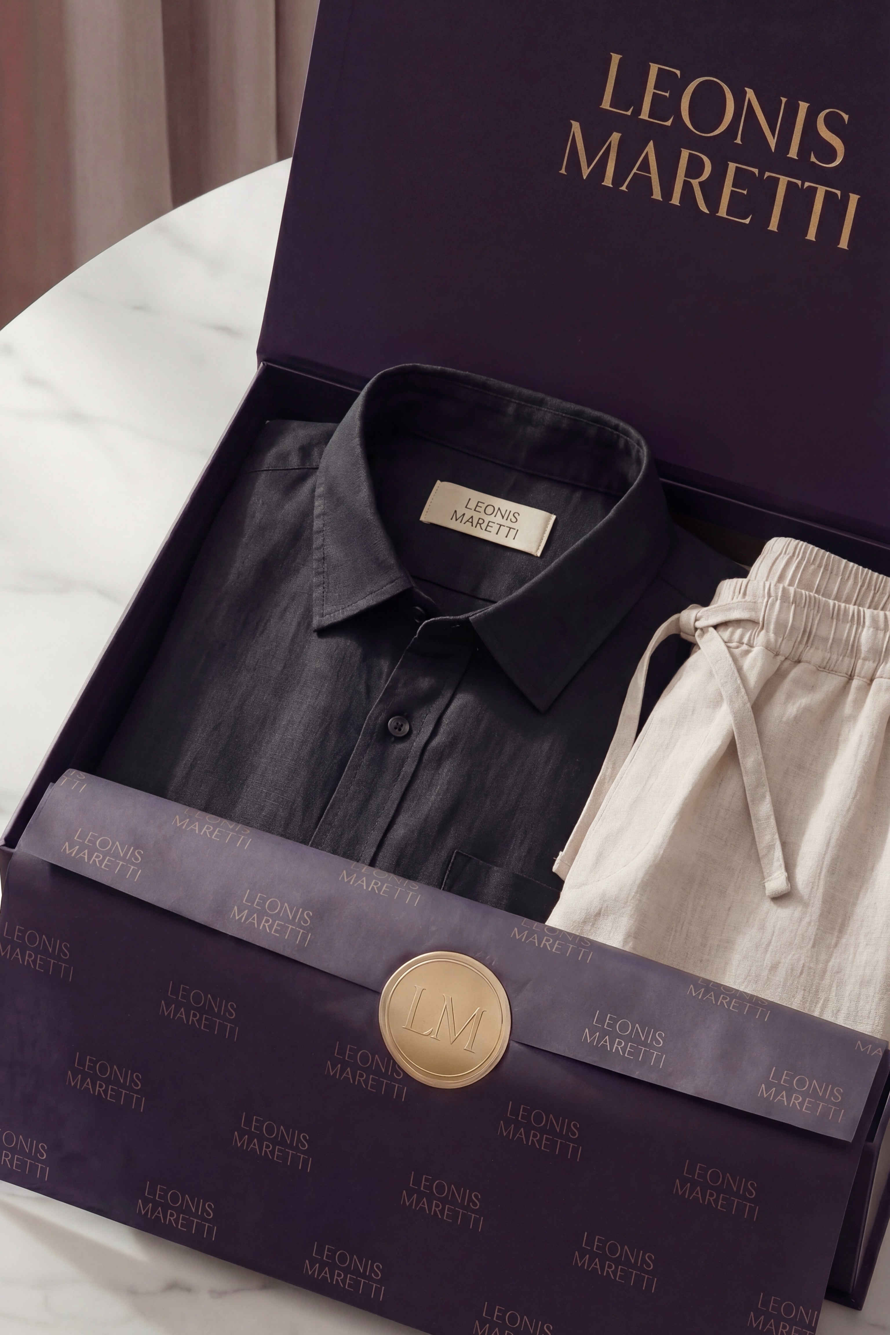Trento Linen Set Black/Beige