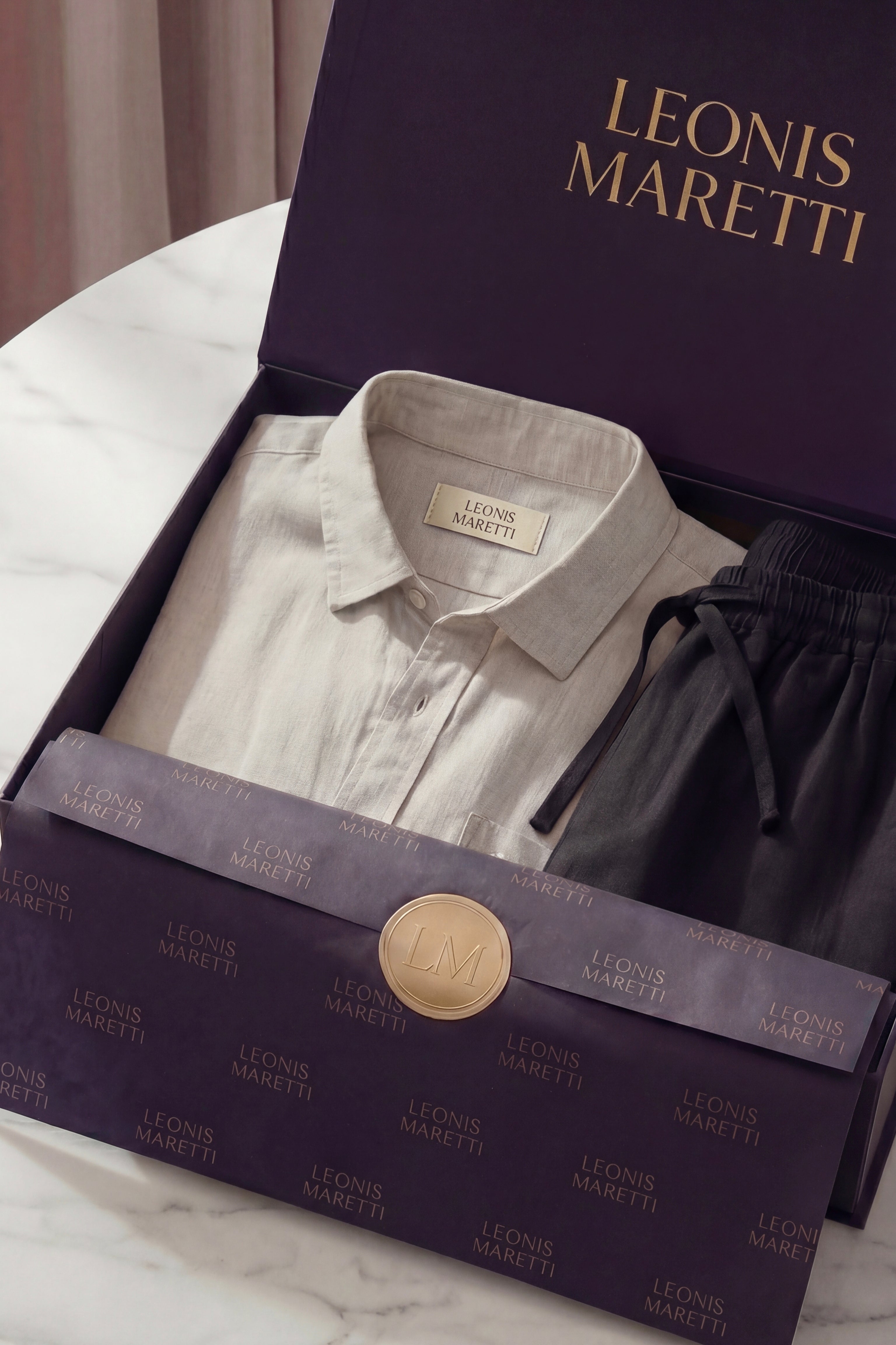 Trento Linen Set Beige/Black