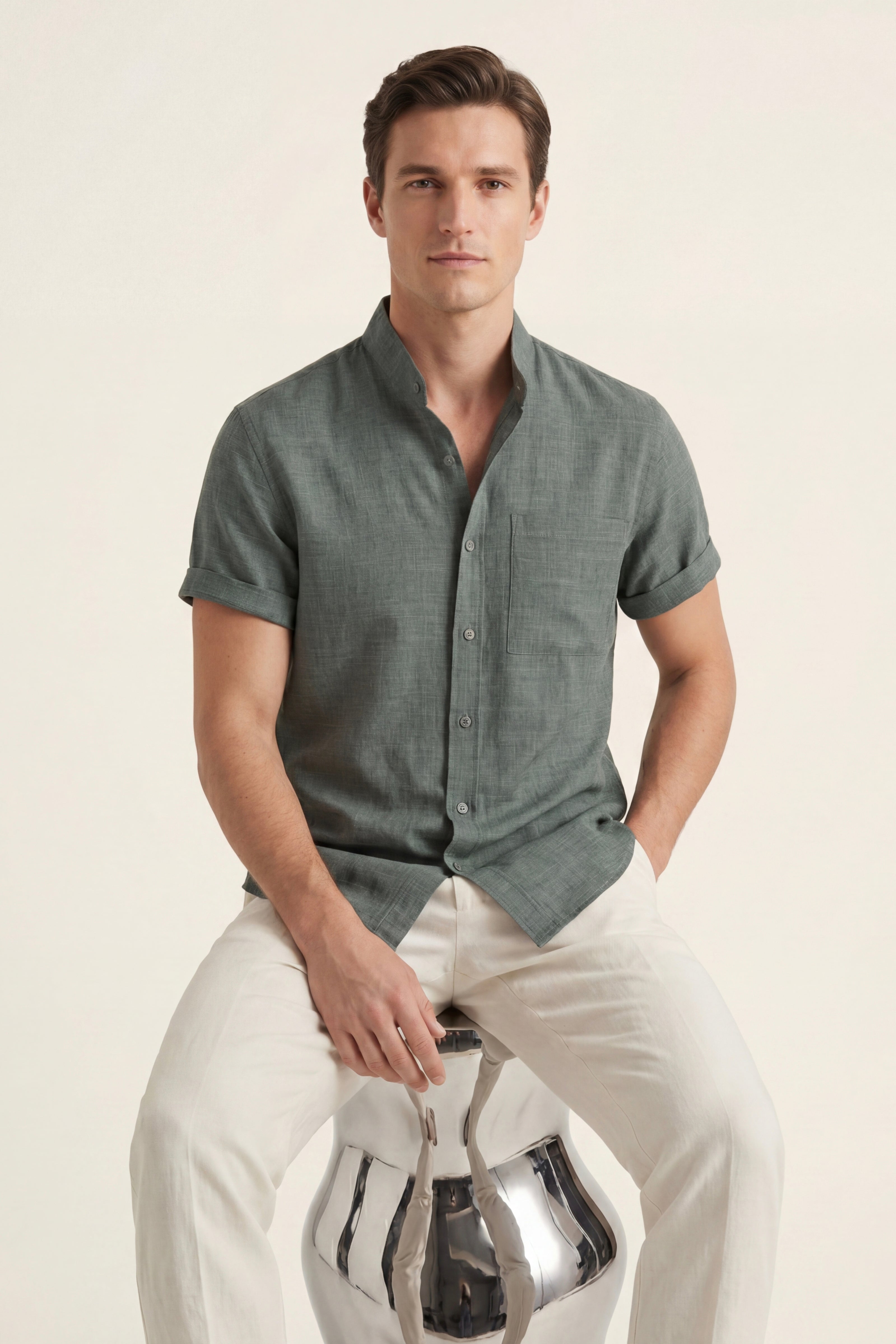 Treviso Linen Short Sleeve Grey