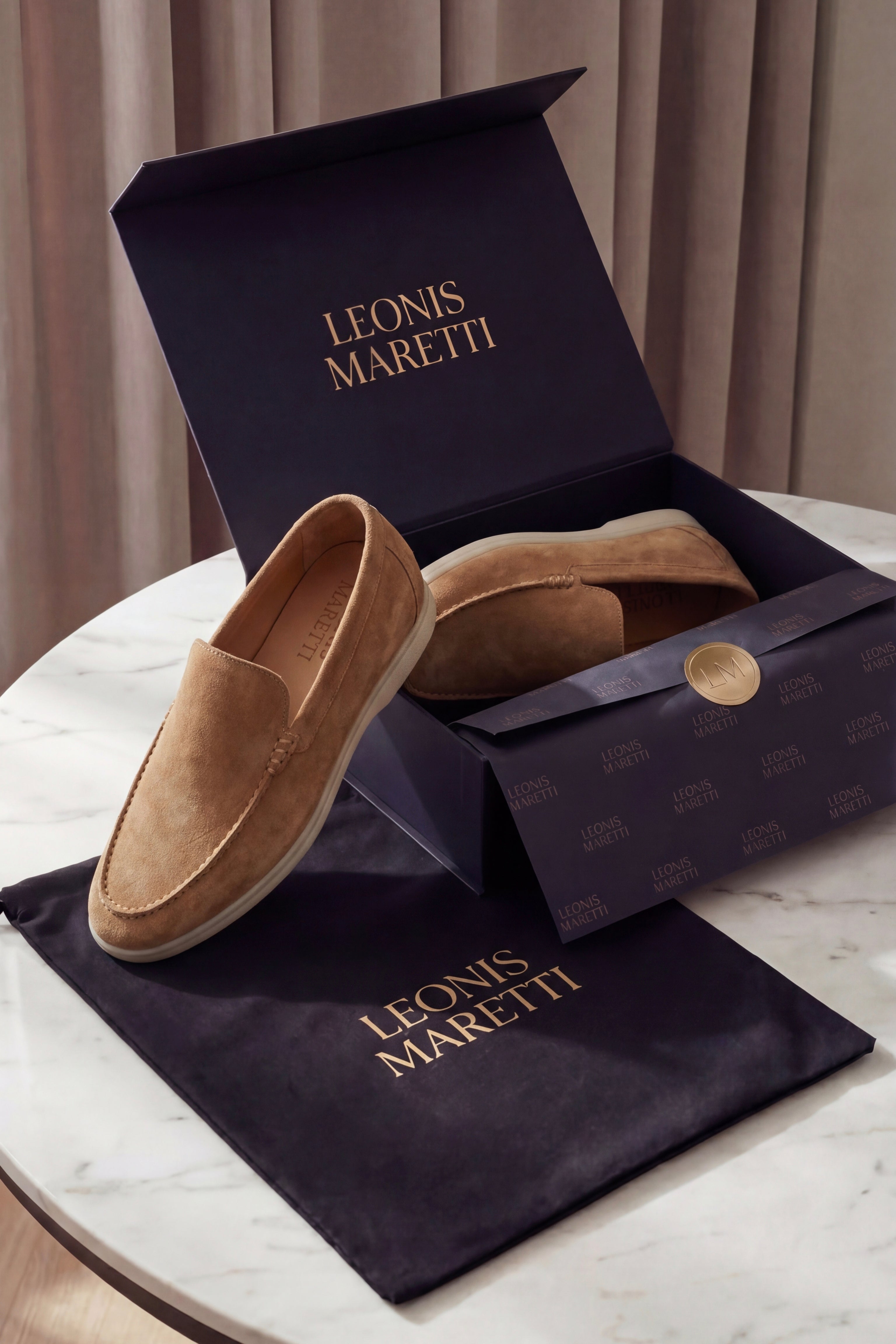 Leonis Suede Loafers Camel